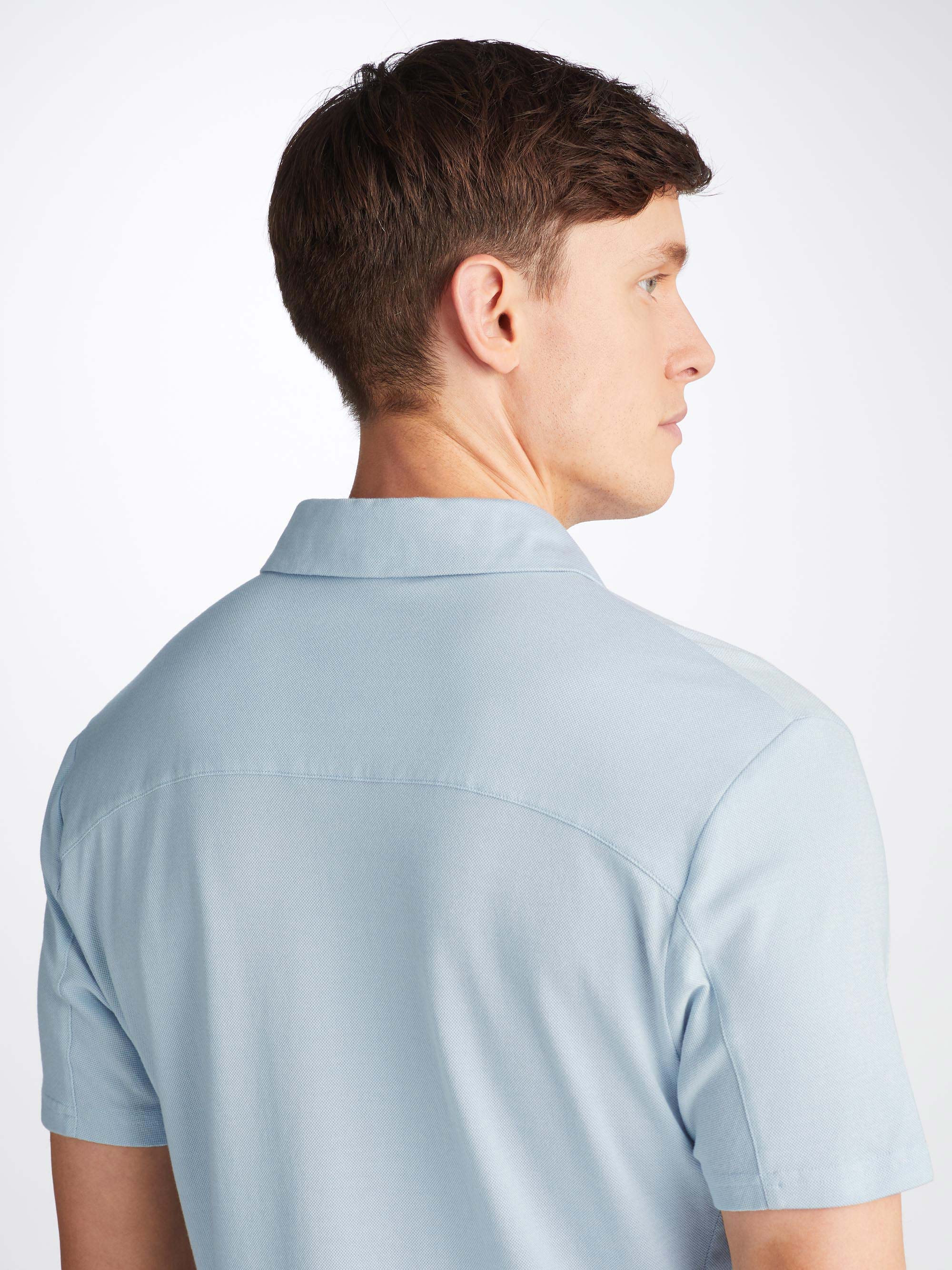 Men's Polo Shirt Ramsay 2 Pique Cotton Tencel Sky
