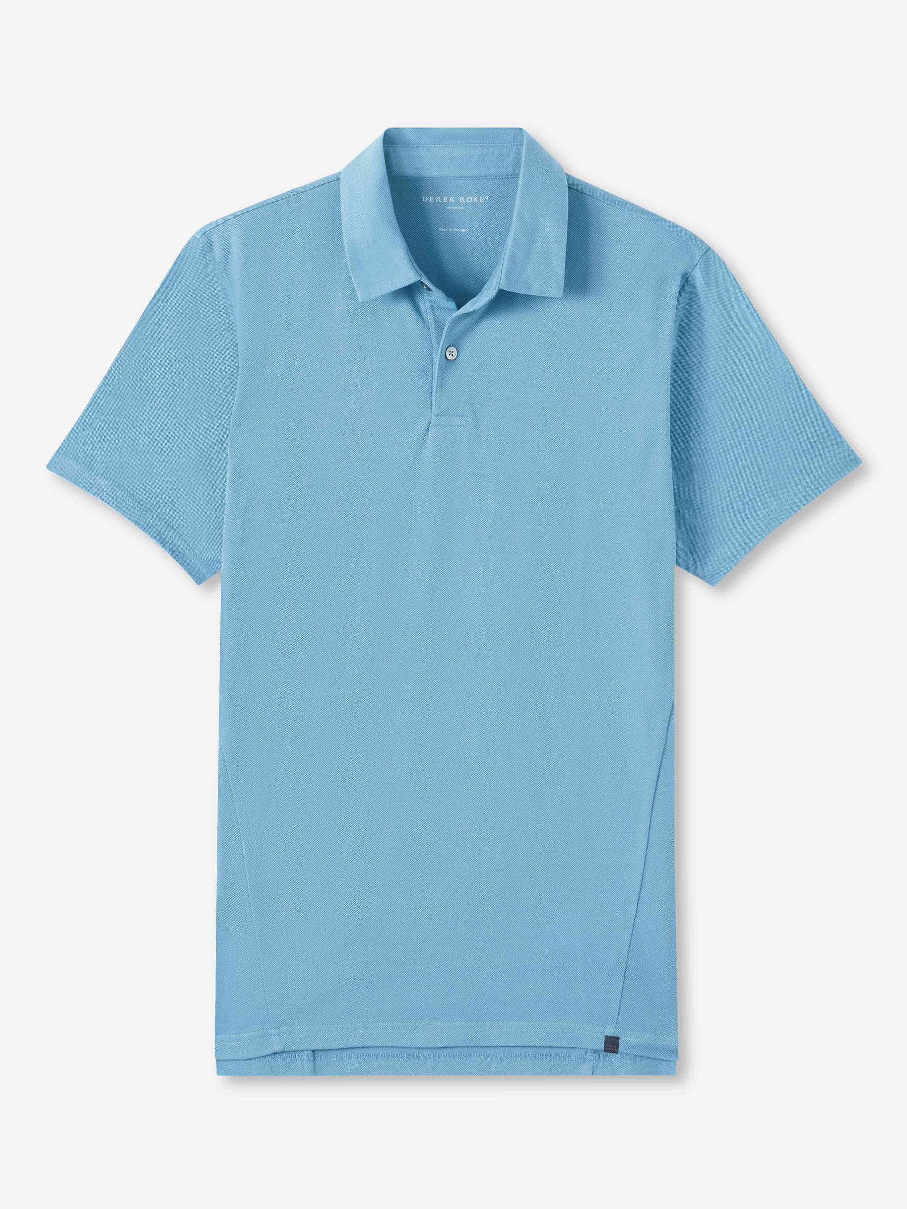 Men's Polo Shirt Ramsay 4 Pique Cotton Tencel Blue
