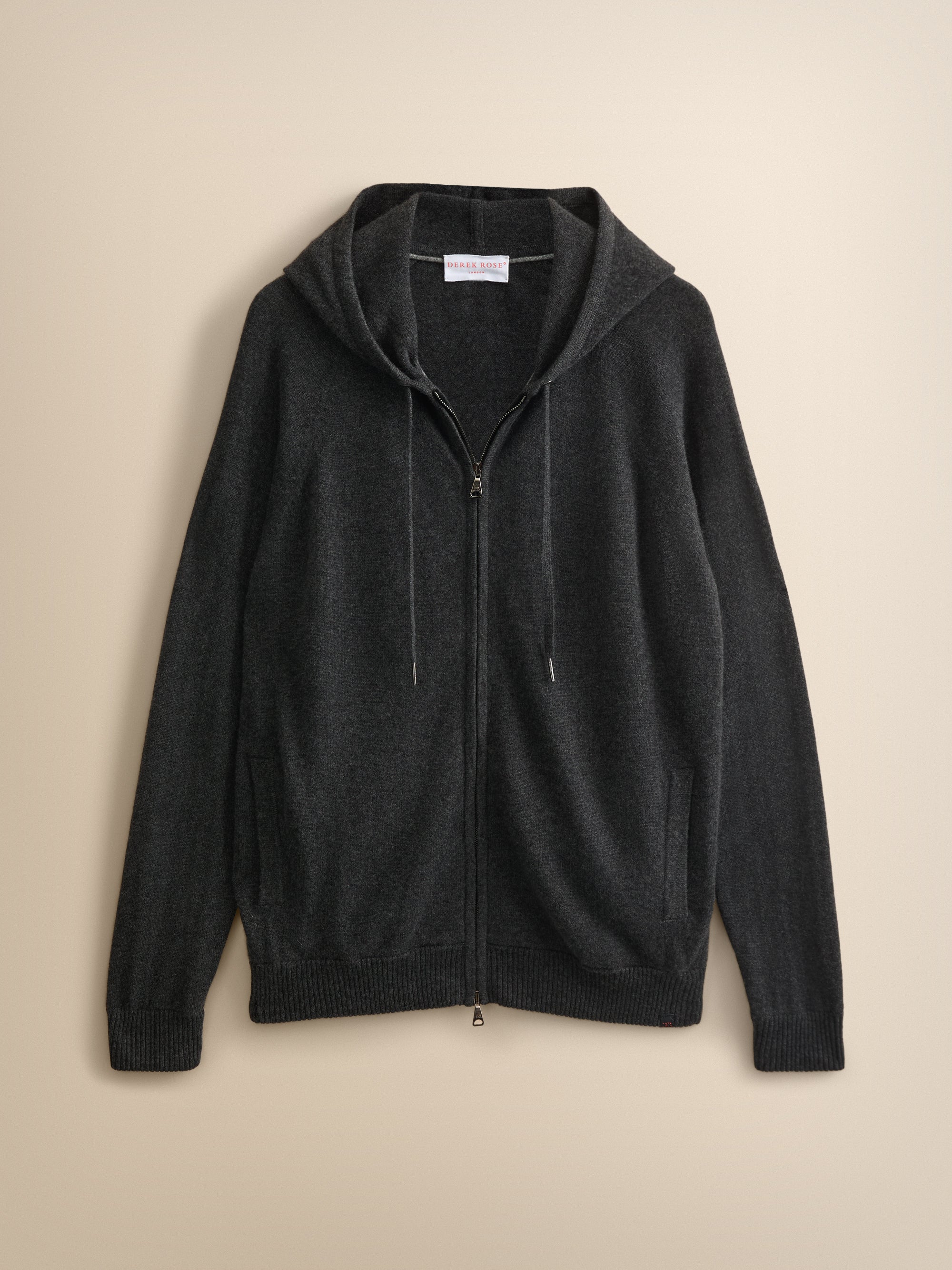 Finley Cashmere Zip Up Hoodie Charcoal Grey
