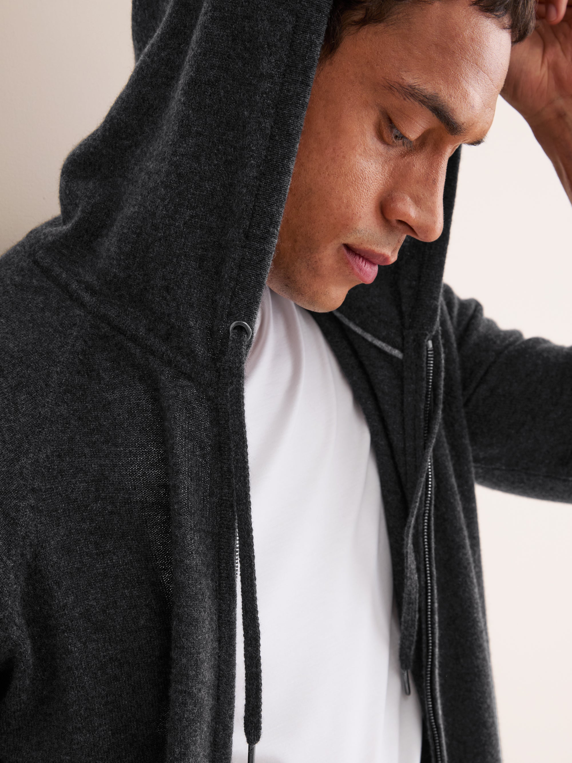 Men's Zip Up Hoodie Finley Cashmere Charcoal