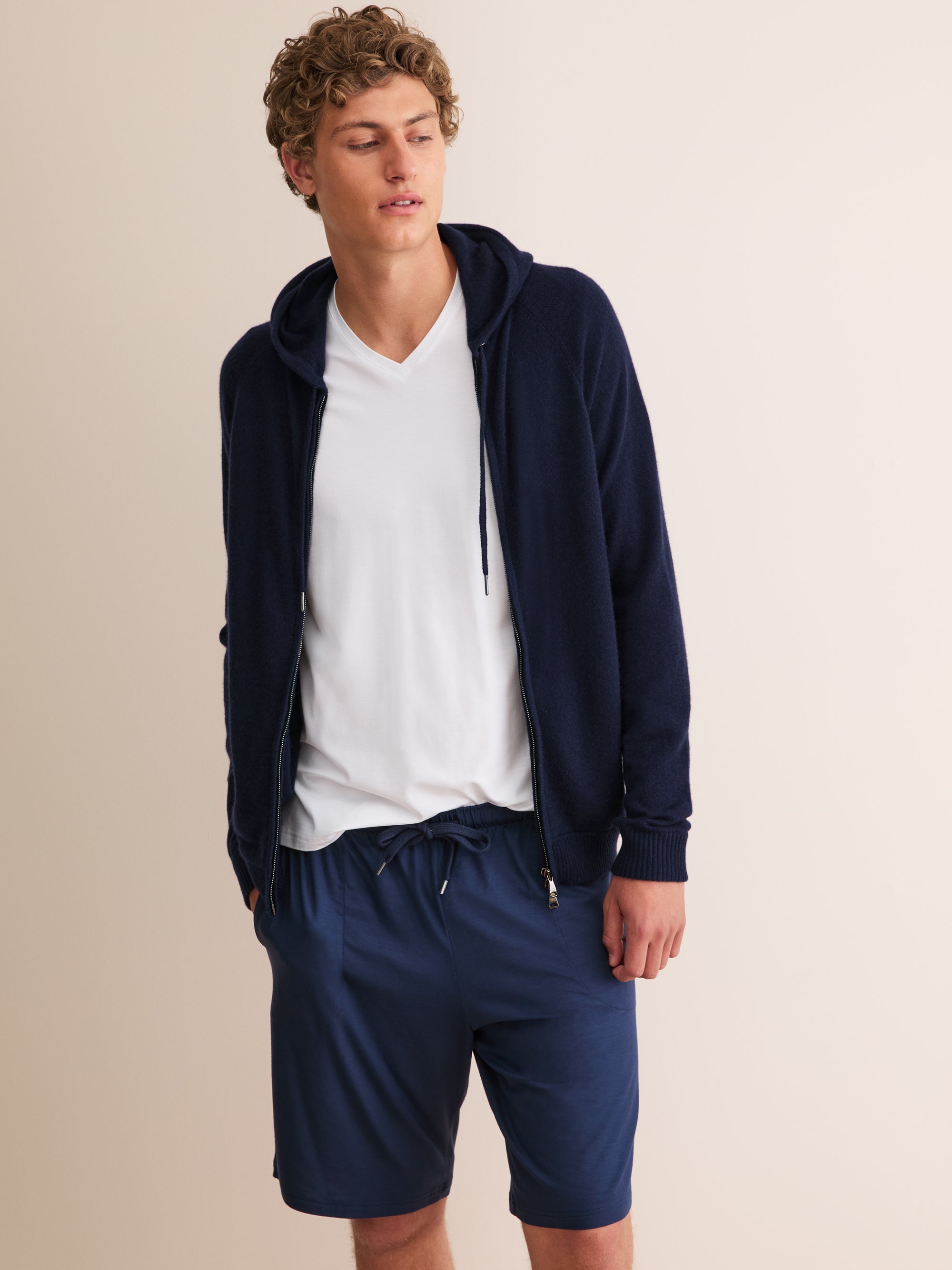 Men's Zip Up Hoodie Finley Cashmere Navy