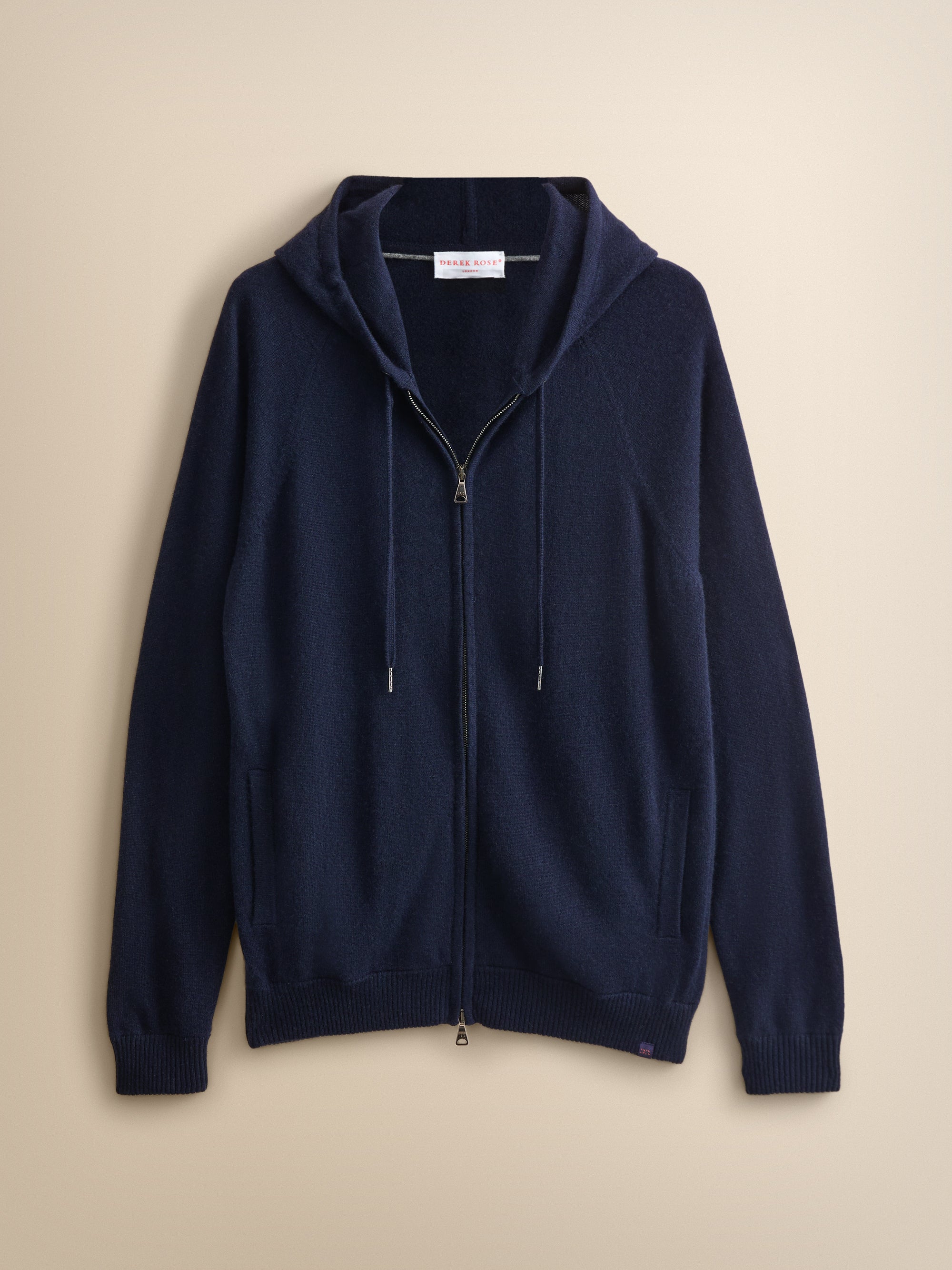 Men's Finley Cashmere Zip Up Hoodie Navy Blue | Derek Rose