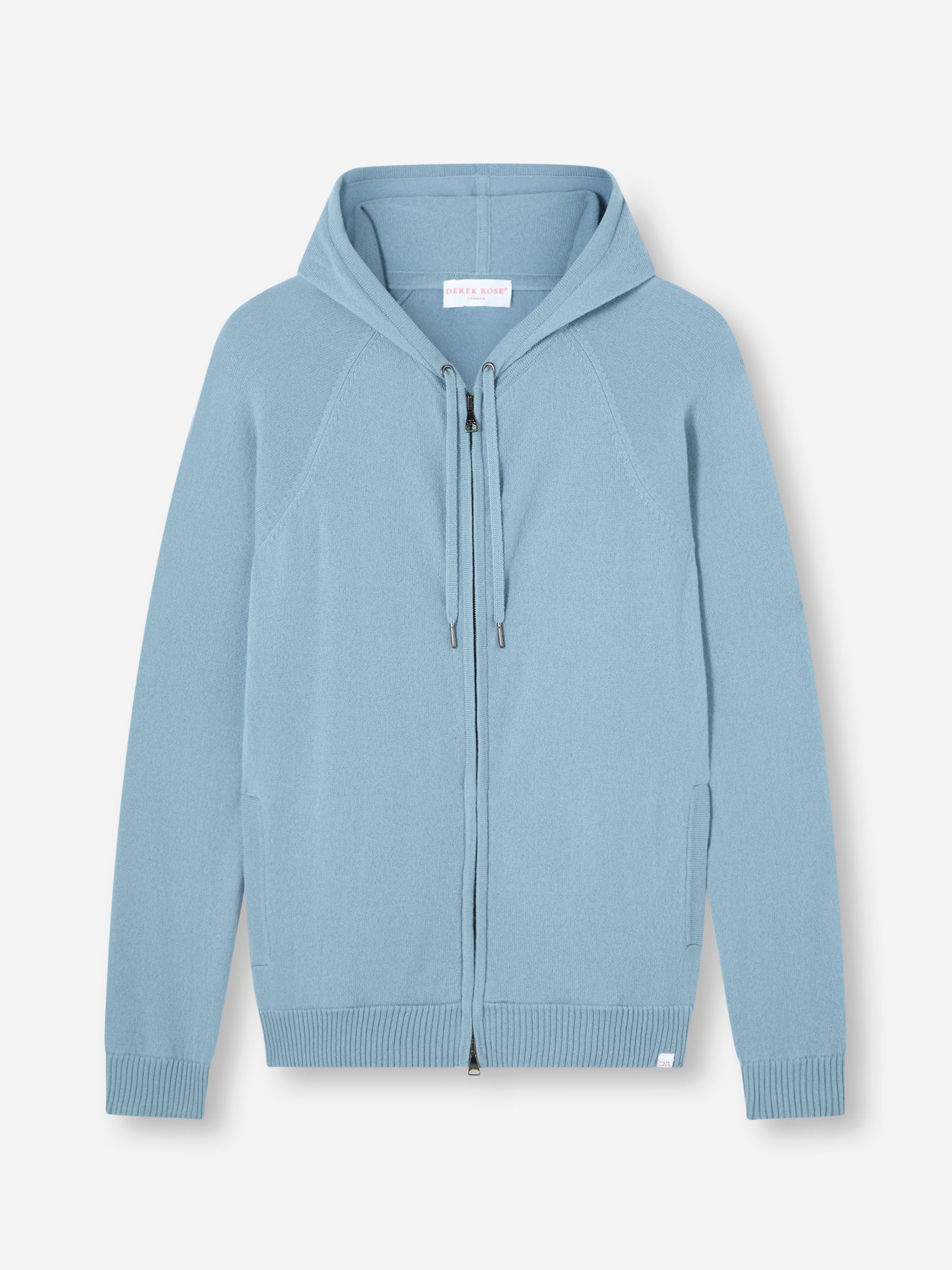Men's Zip Up Hoodie Finley Cashmere Stone Blue | Derek Rose