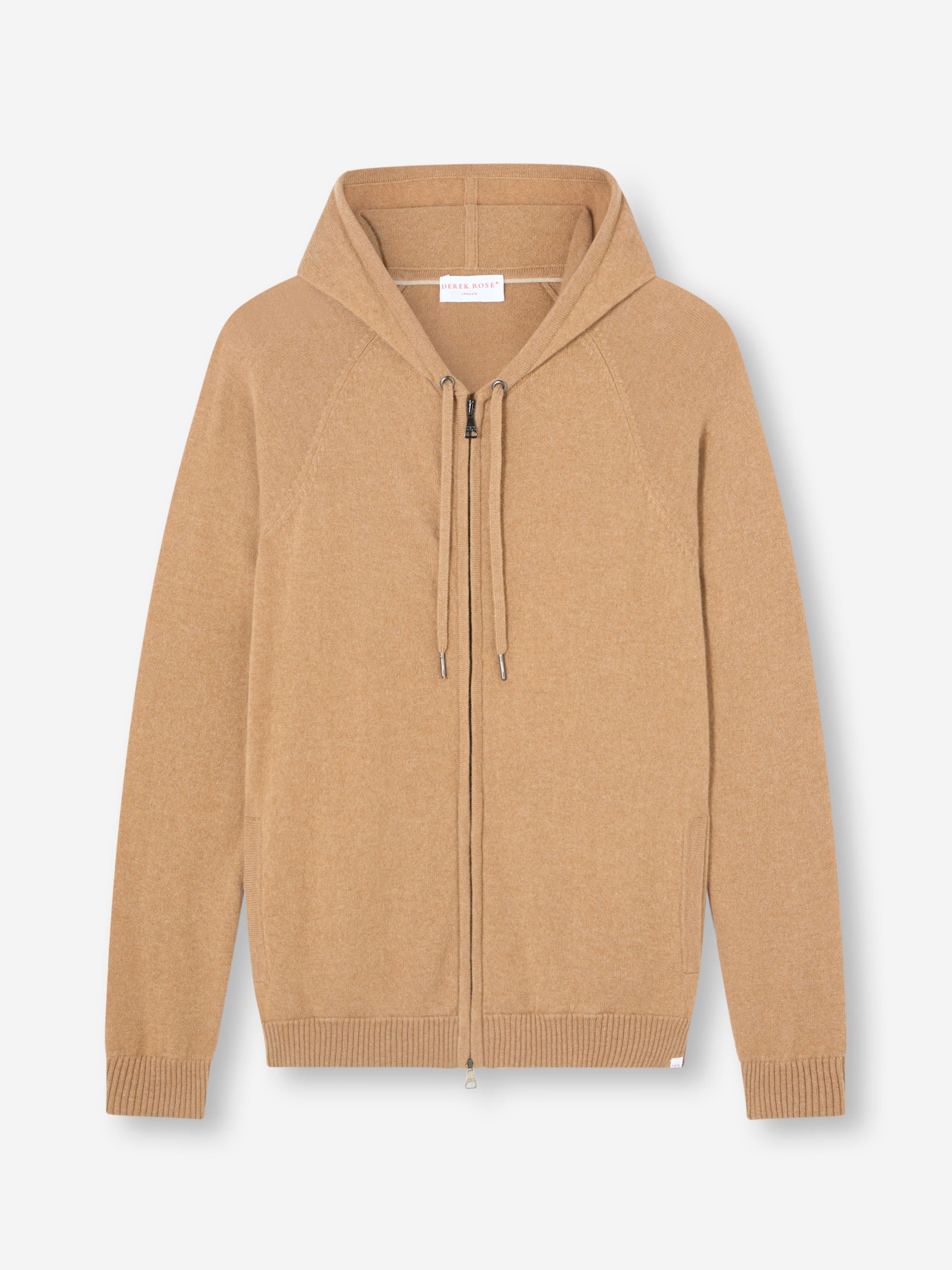 Men's Finley Cashmere Zip Up Hoodie in Camel | Derek Rose
