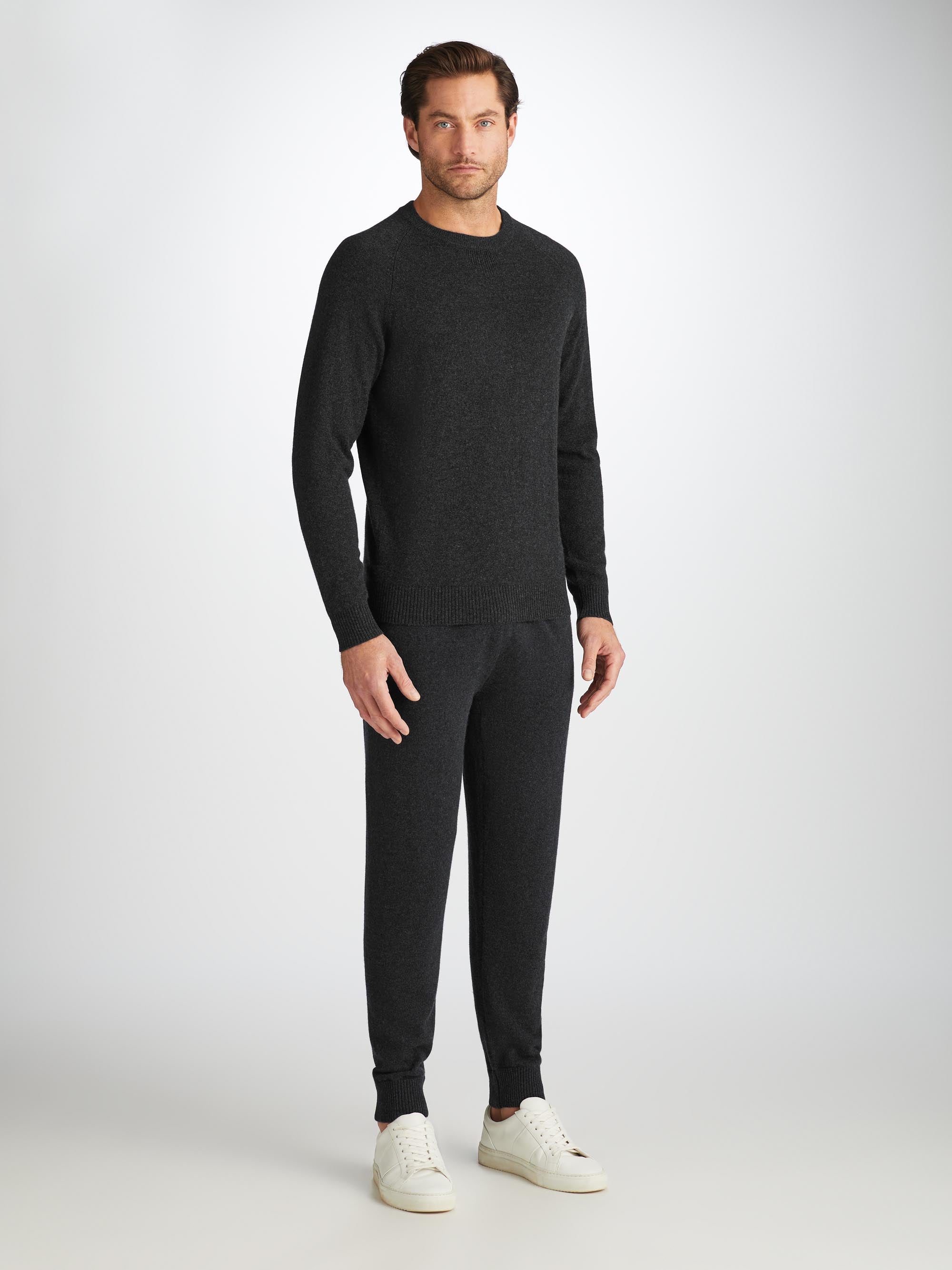 Men's Finley Sweater and Track Pants Cashmere Set Charcoal