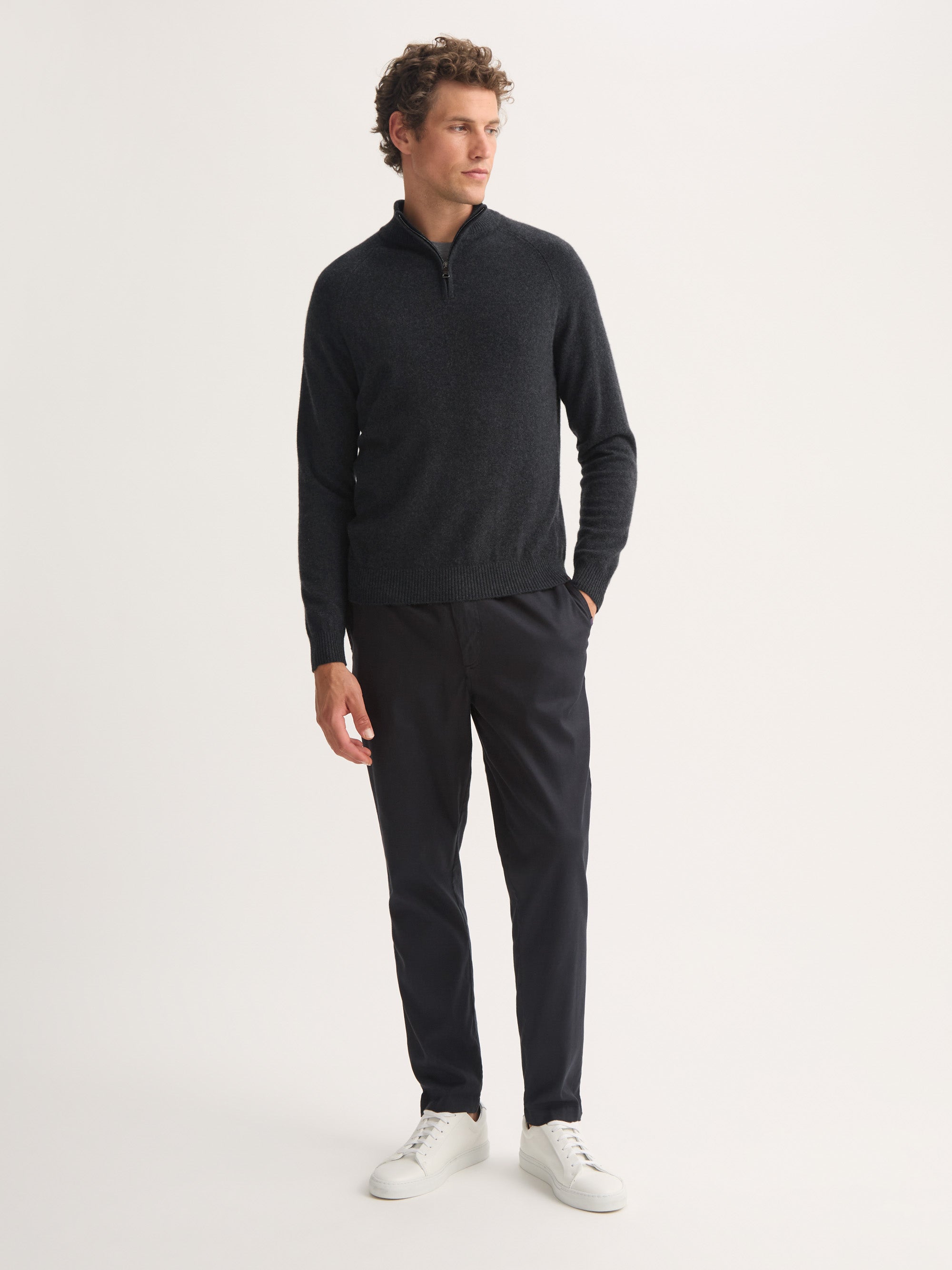 Men's Half-Zip Sweater Finley Cashmere Charcoal