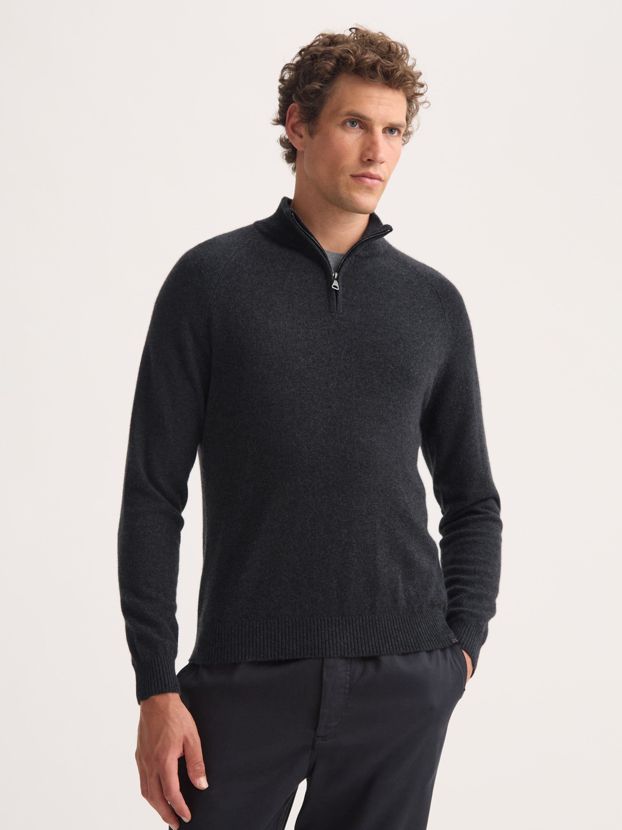 Men's Half-Zip Sweater Finley Cashmere Charcoal