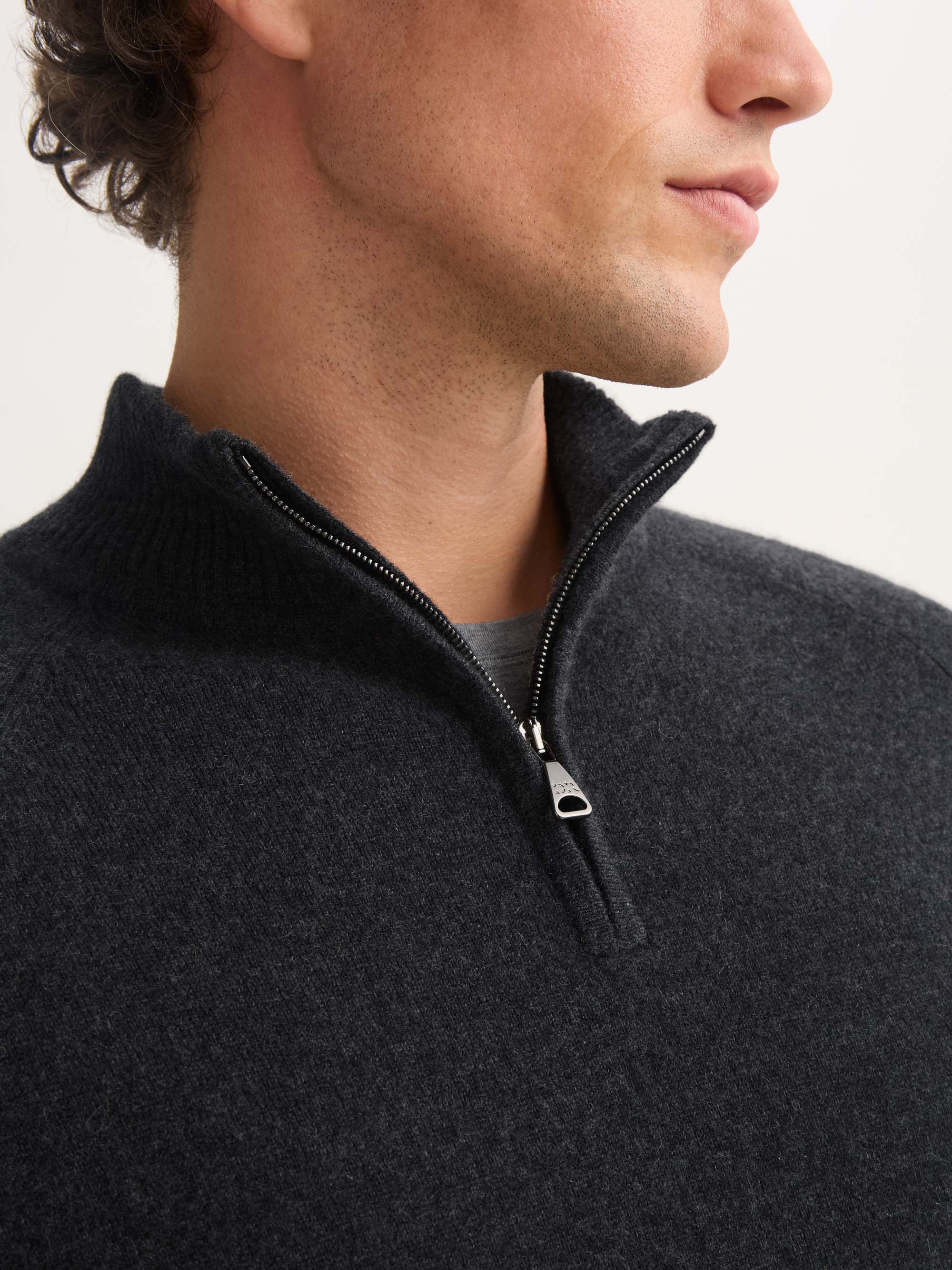 Men's Half-Zip Sweater Finley Cashmere Charcoal