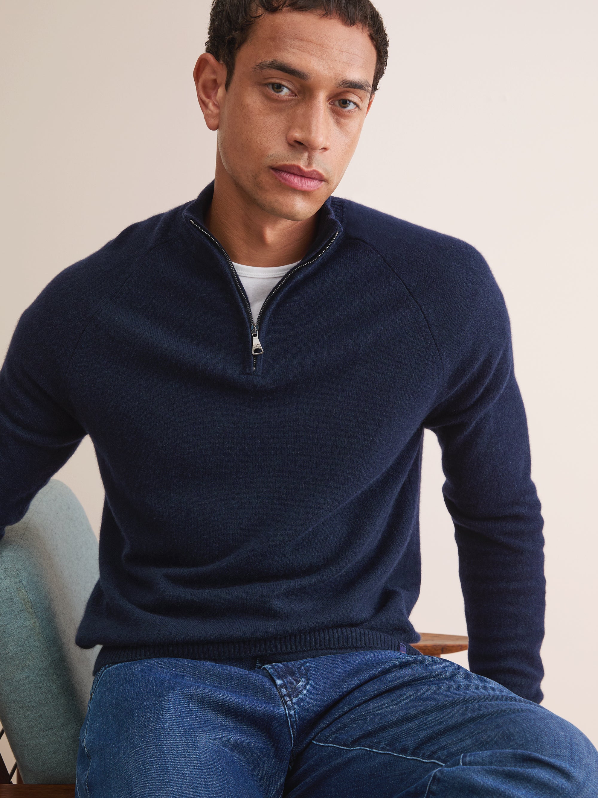 Men's Half-Zip Sweater Finley Cashmere Navy