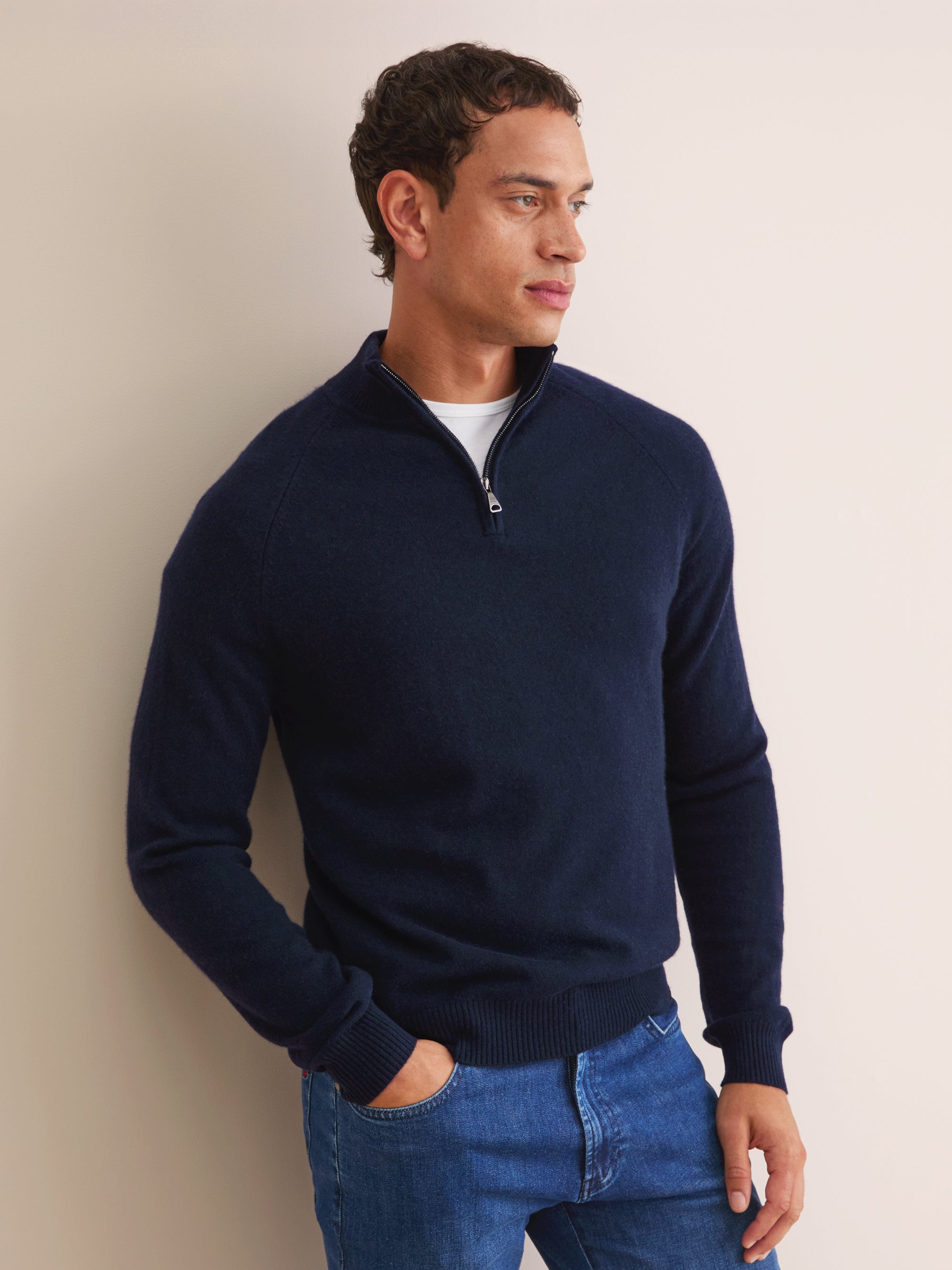 Men's Half-Zip Sweater Finley Cashmere Navy