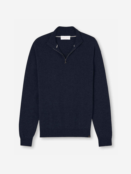 Finley Cashmere Navy Men's Half-Zip Sweater | Derek Rose