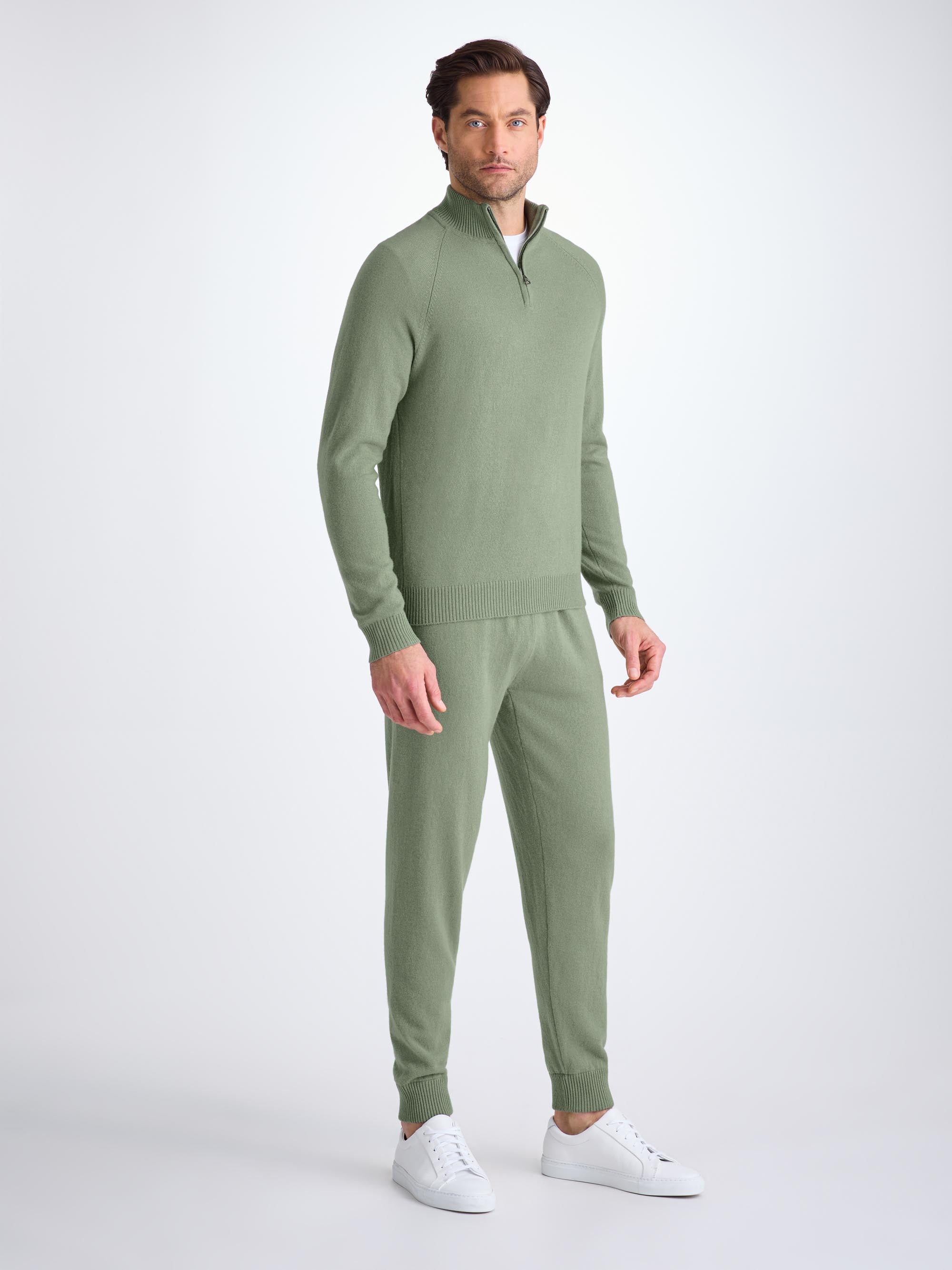 Men's Half-Zip Sweater Finley Cashmere Sage Green