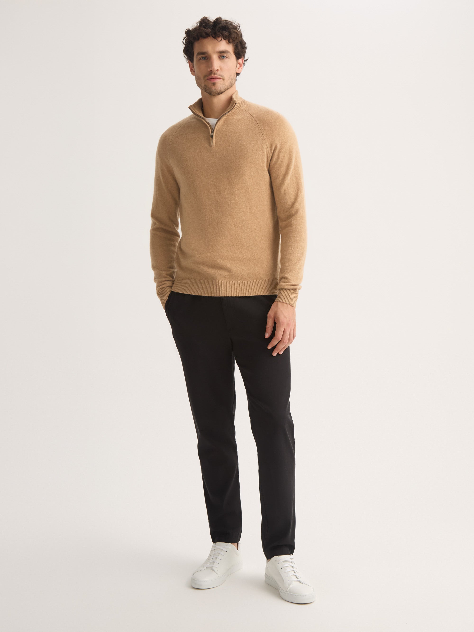 Men's Half-Zip Sweater Finley Cashmere Camel
