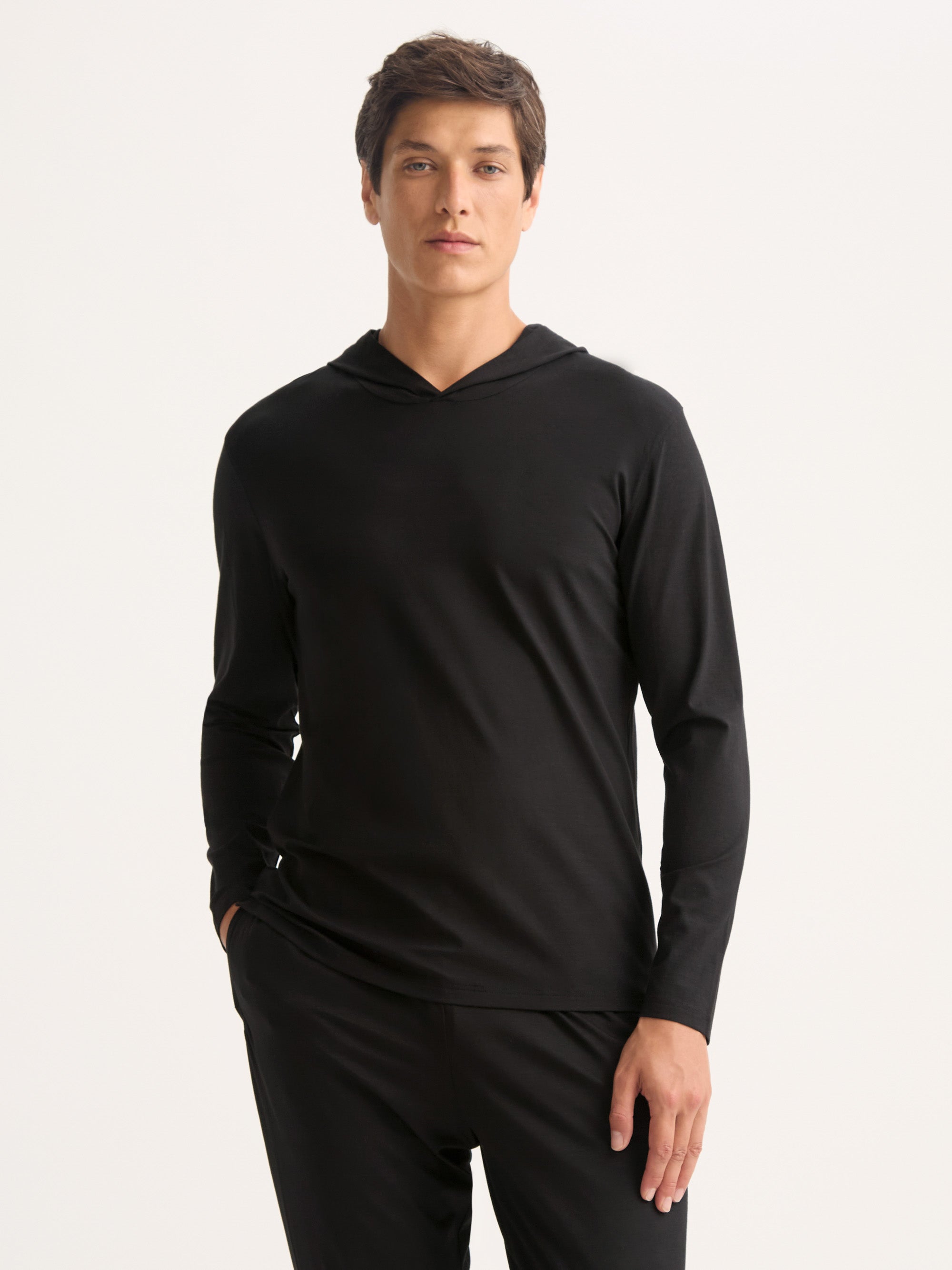 Men's Pullover Hoodie Basel Micro Modal Stretch Black
