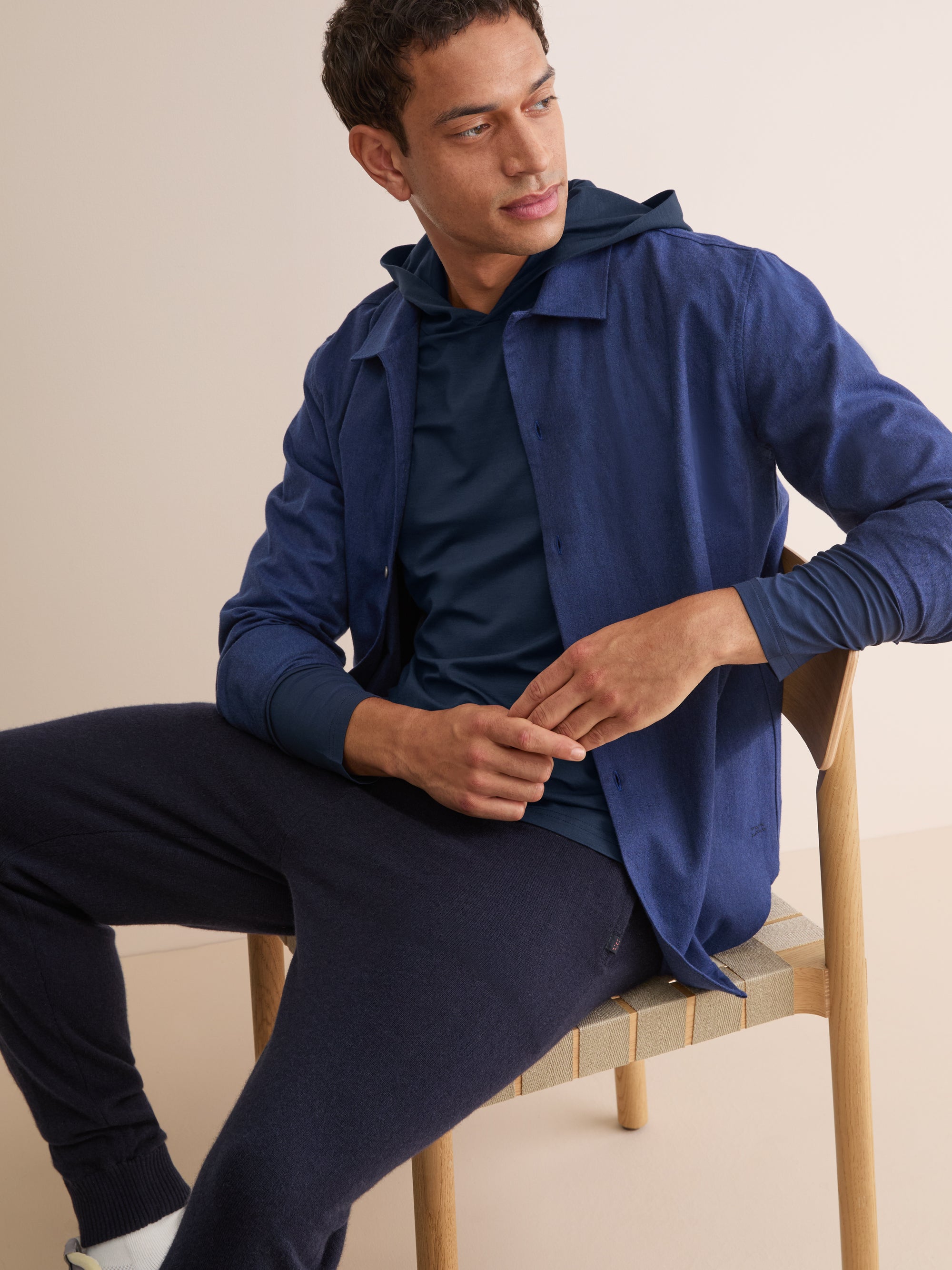 Men's Pullover Hoodie Basel Micro Modal Stretch Navy
