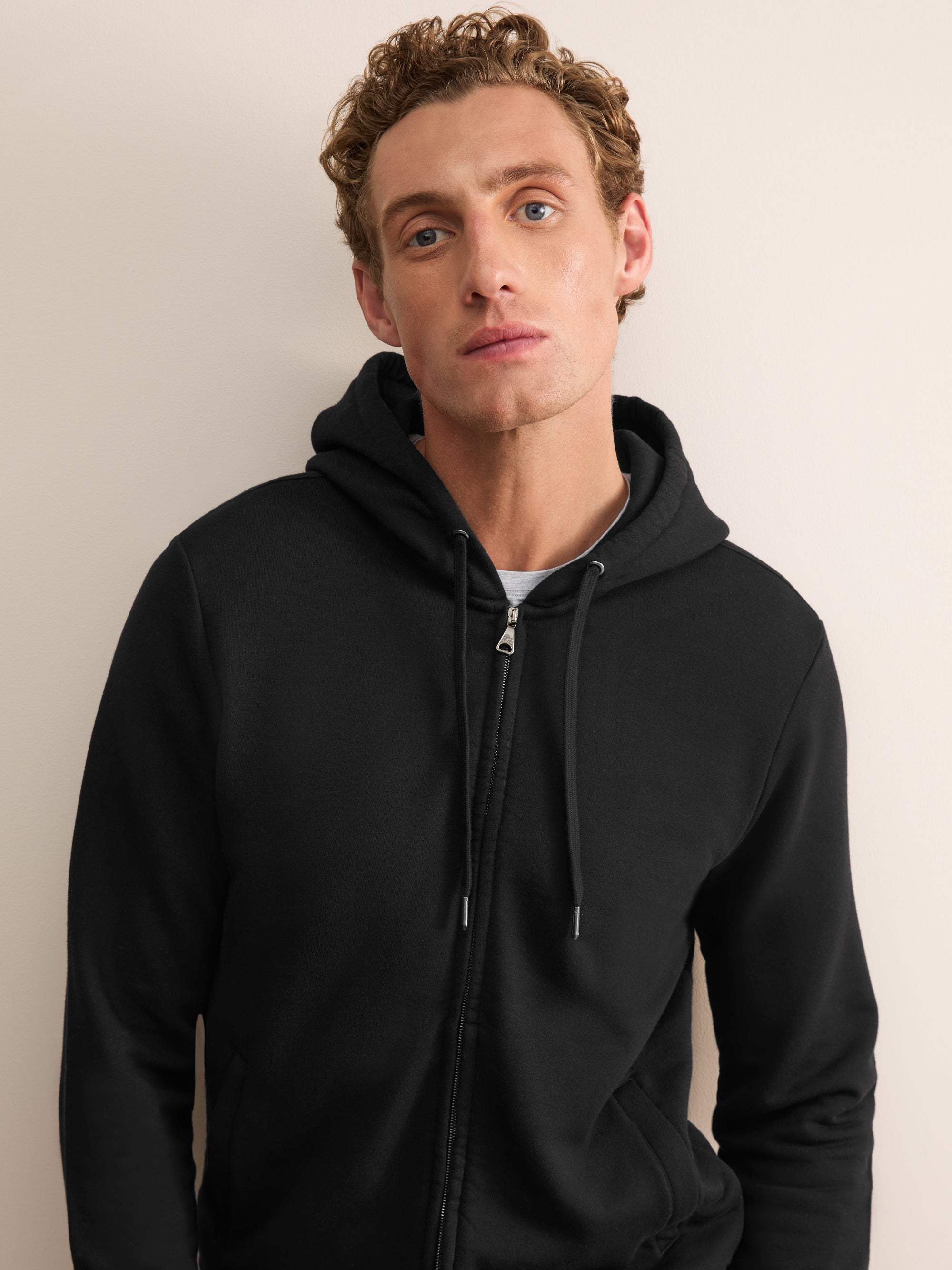 Harley Cotton Modal Zip Up Hoodie Black