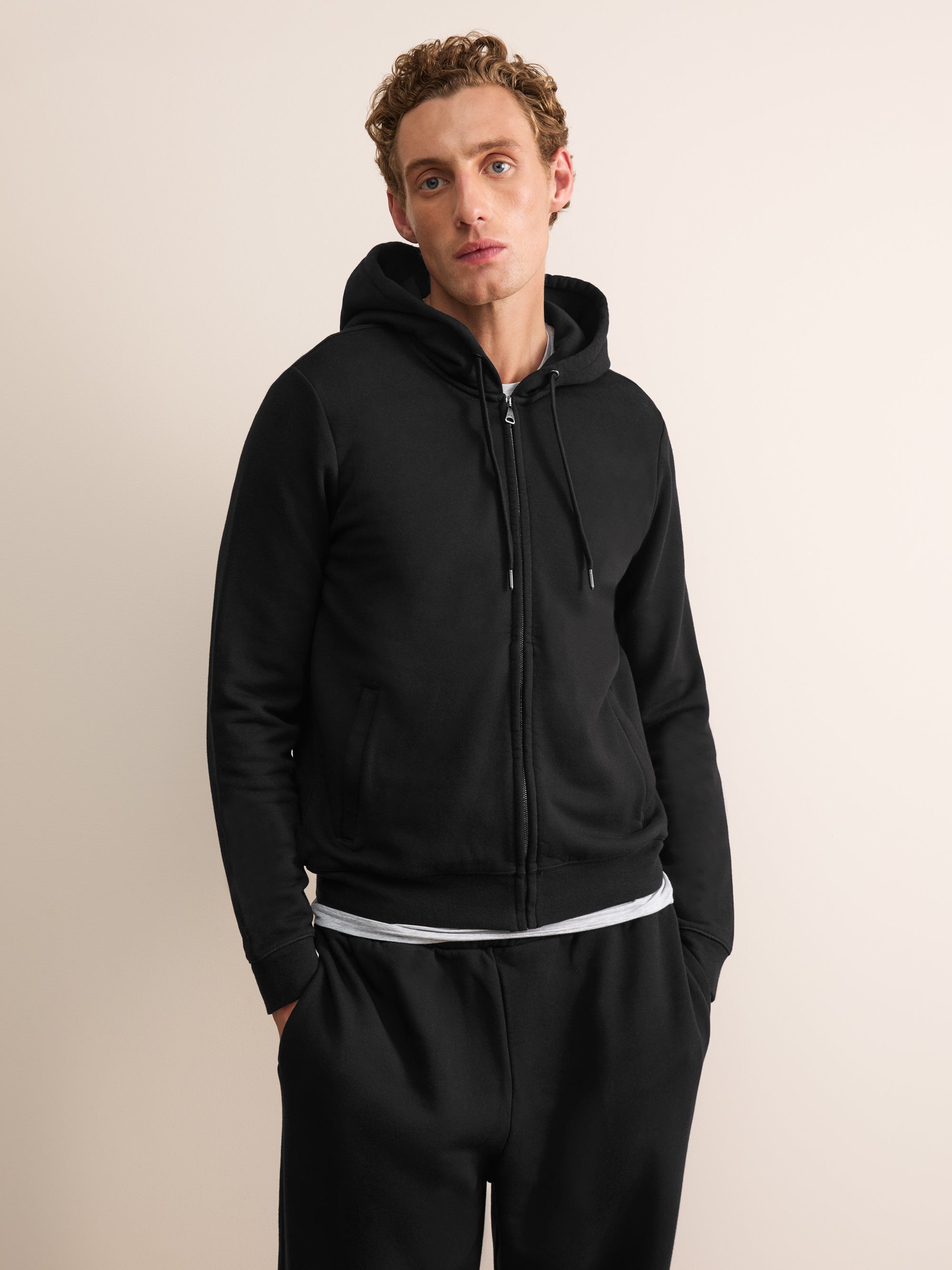 Harley Cotton Modal Zip Up Hoodie Black