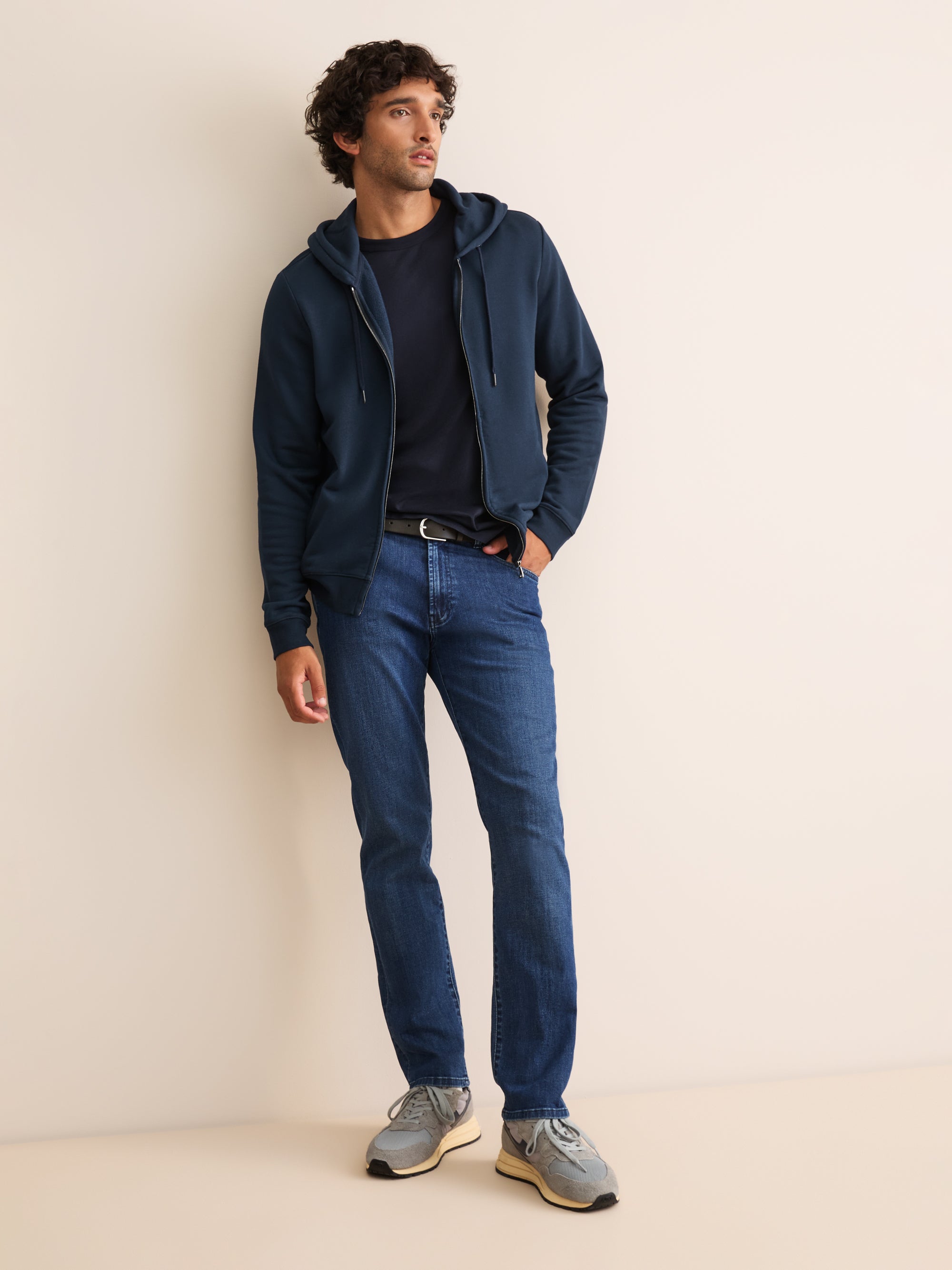 Harley Cotton Modal Zip Up Hoodie Navy Blue