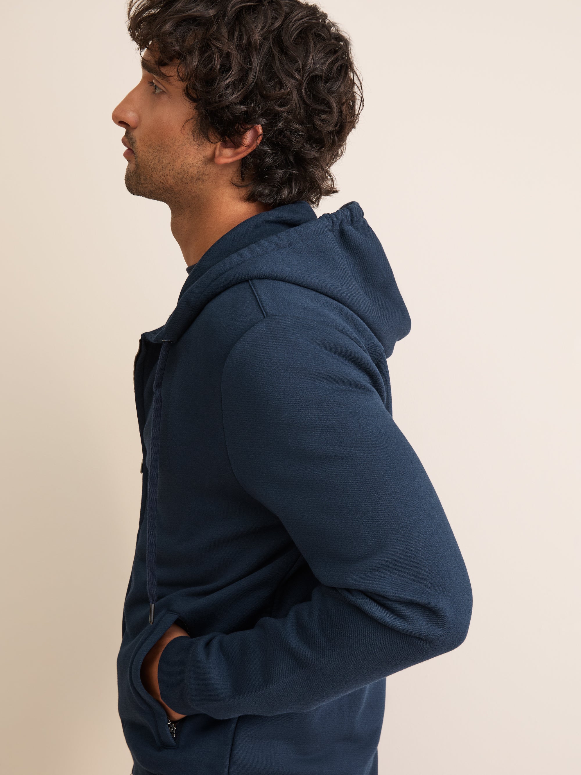 Harley Cotton Modal Zip Up Hoodie Navy Blue
