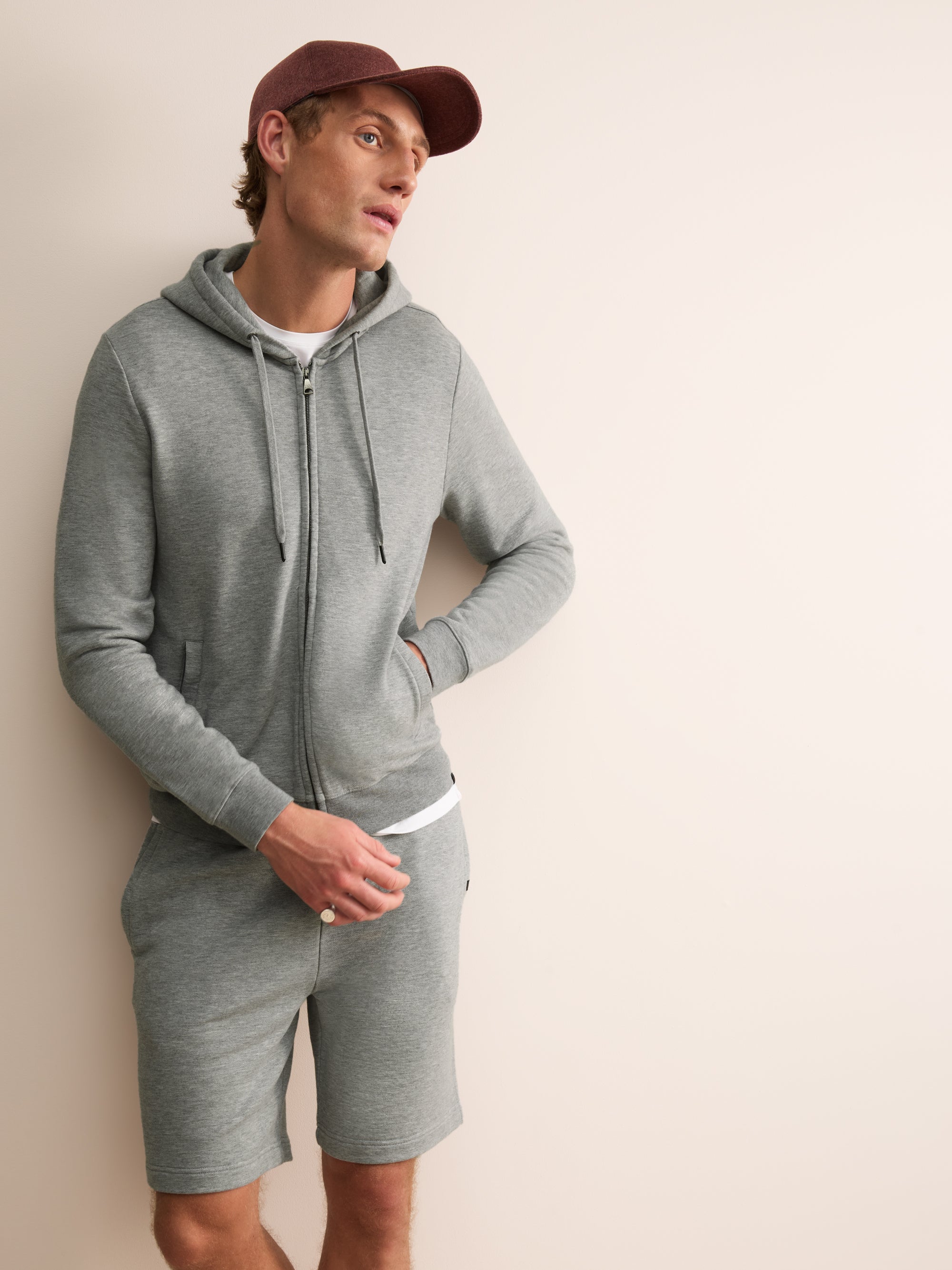 Harley Cotton Modal Zip Up Hoodie Silver