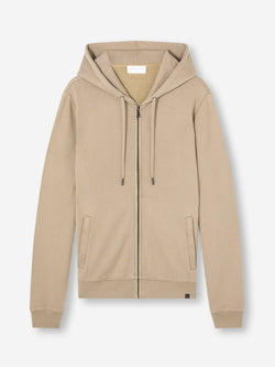 Men's Zip Up Hoodie Quinn Cotton Modal Taupe