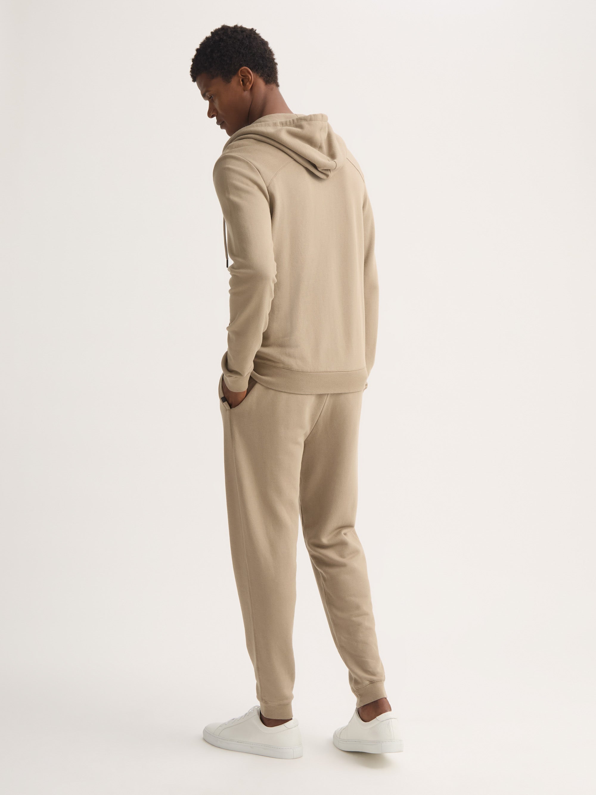 Men's Zip Up Hoodie Quinn Cotton Modal Taupe