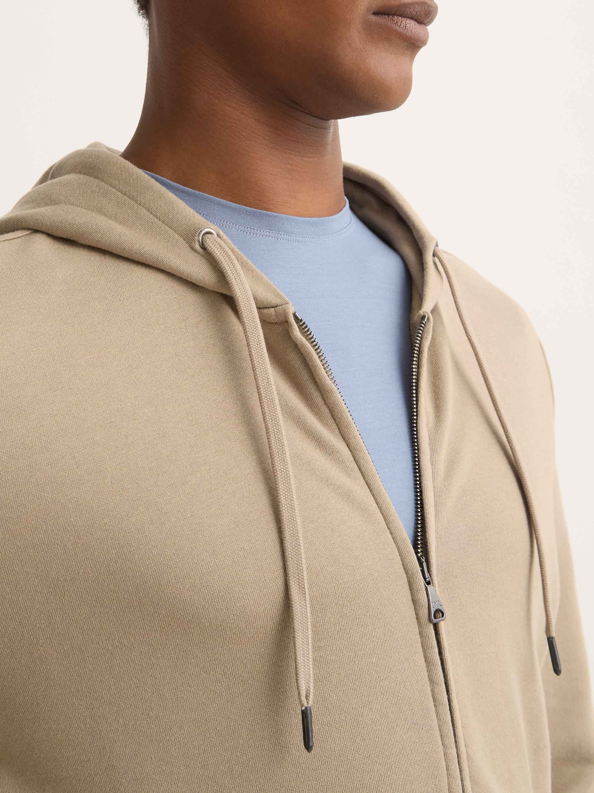 Men's Zip Up Hoodie Quinn Cotton Modal Taupe