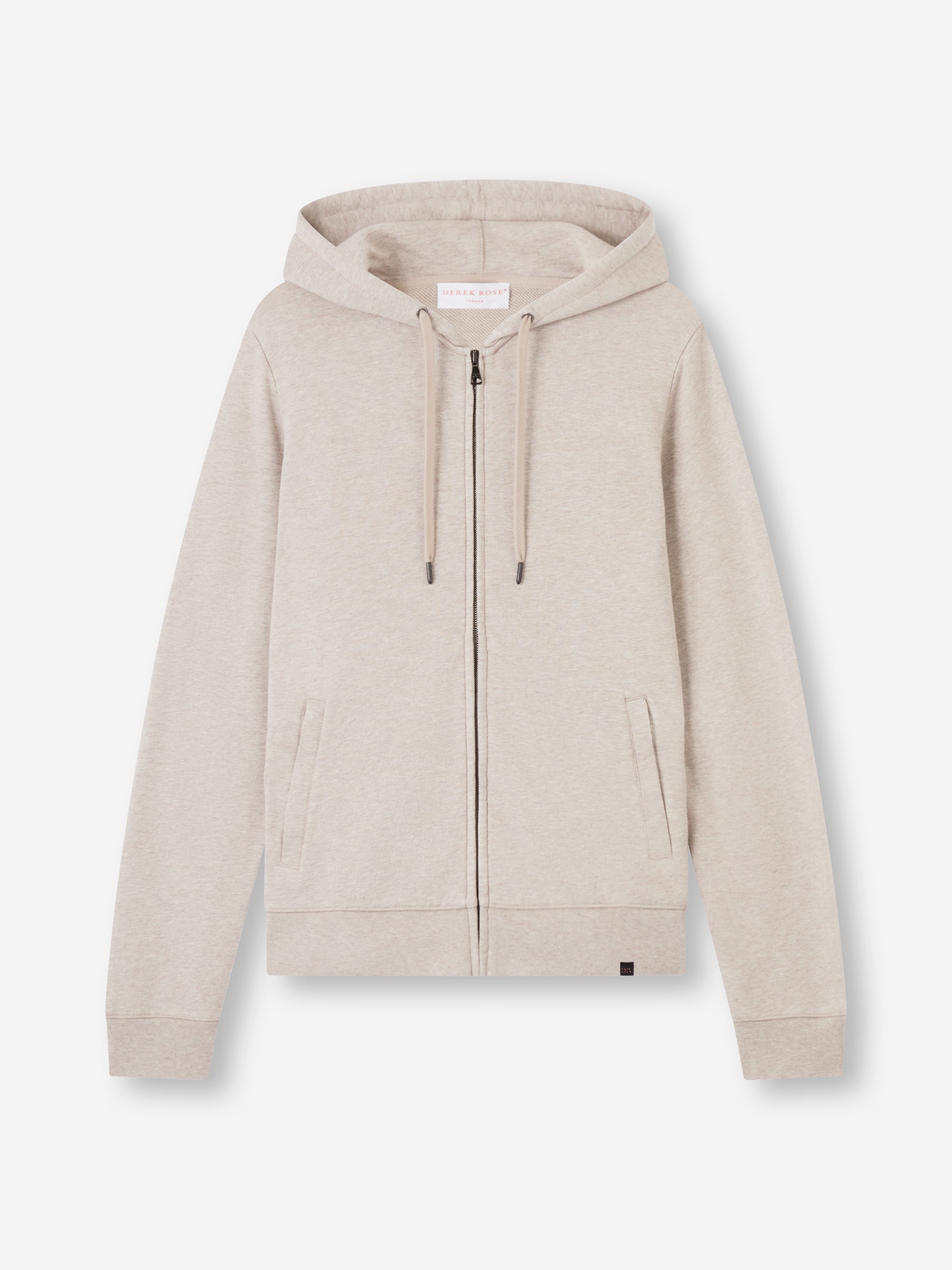 Men's Zip Up Hoodie Quinn Cotton Modal Greige Marl