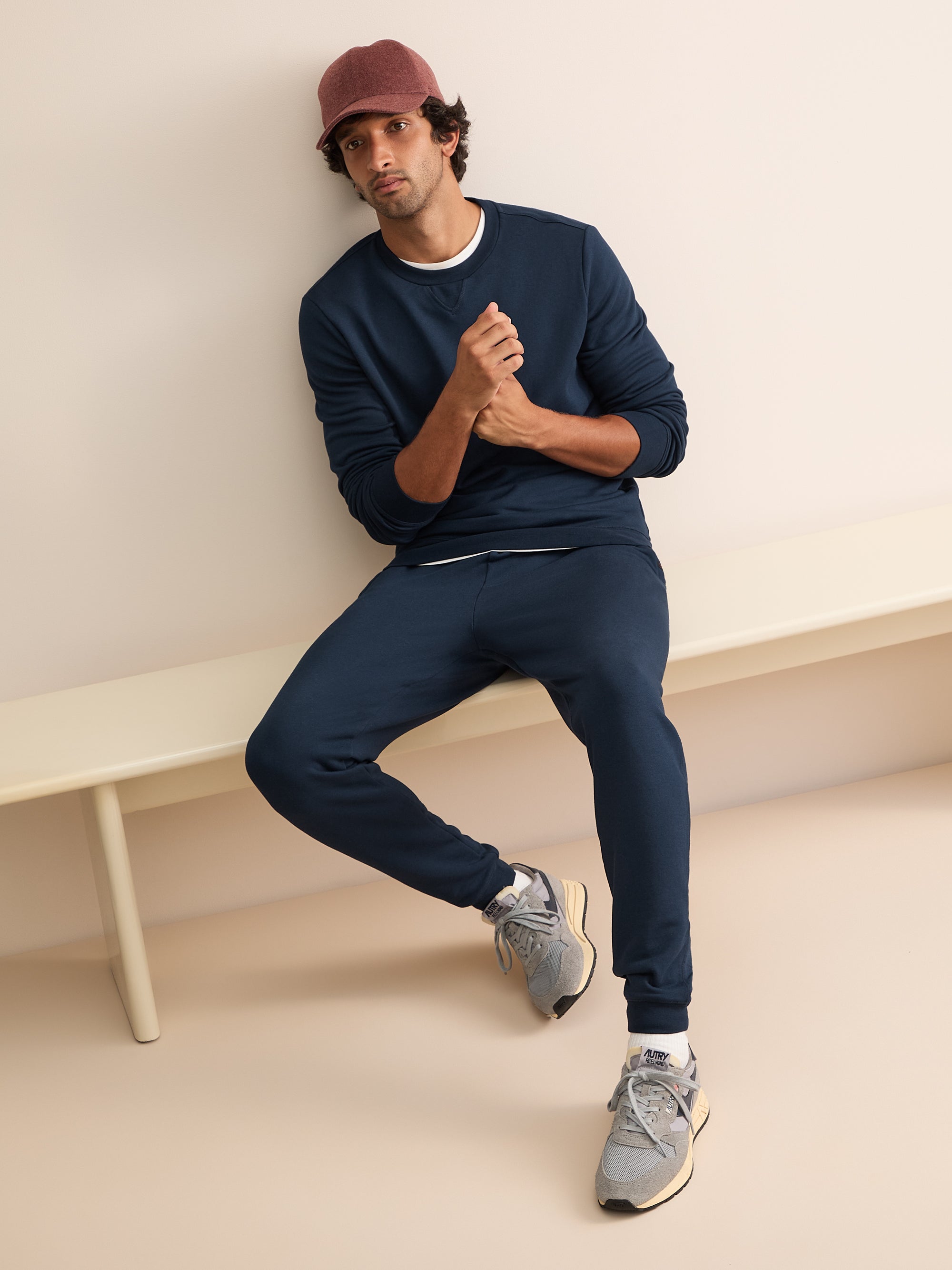 Harley Cotton Modal Cuffed Sweatpants Navy Blue