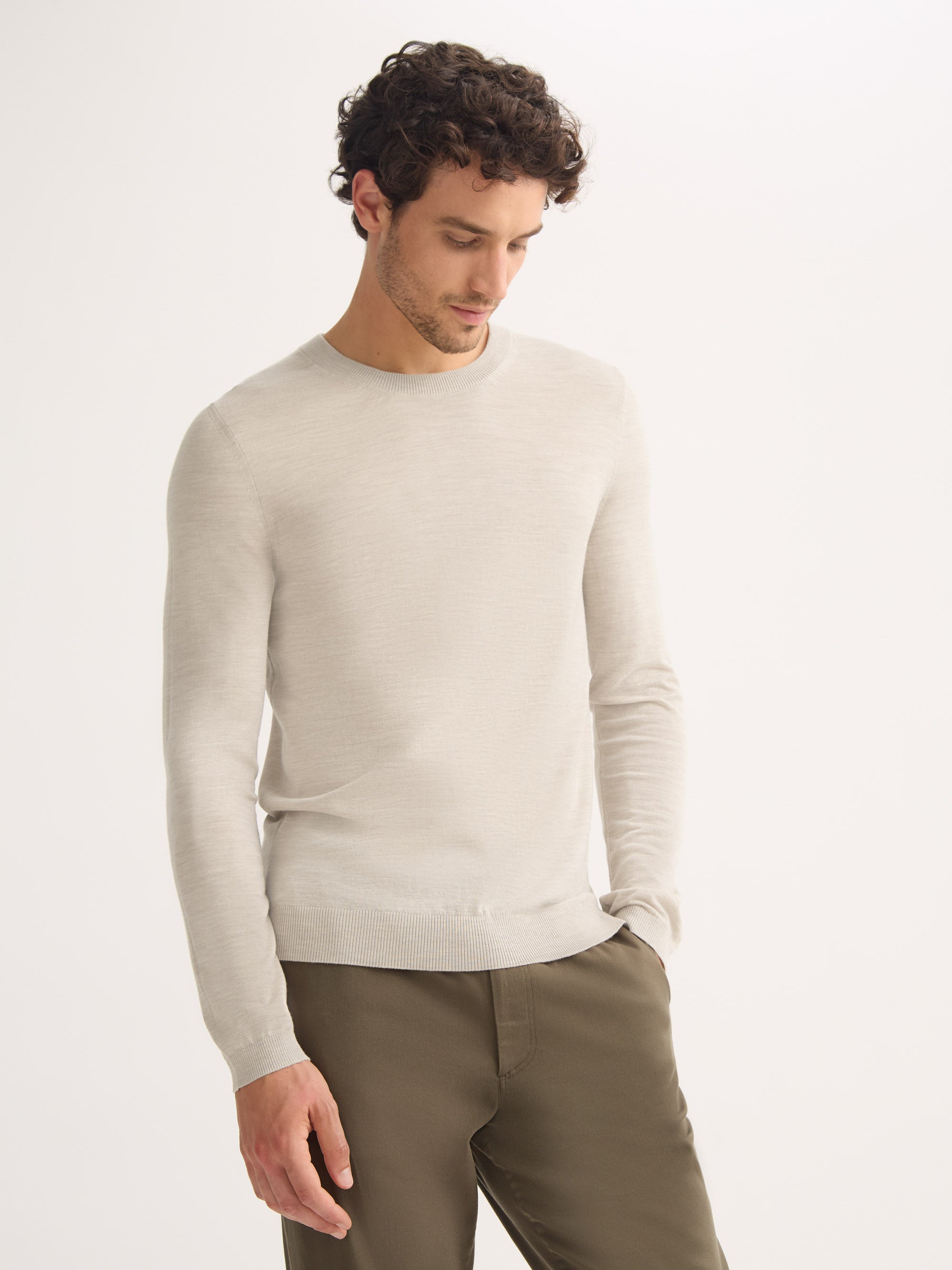 Men's Sweater Orson Merino Wool Oat