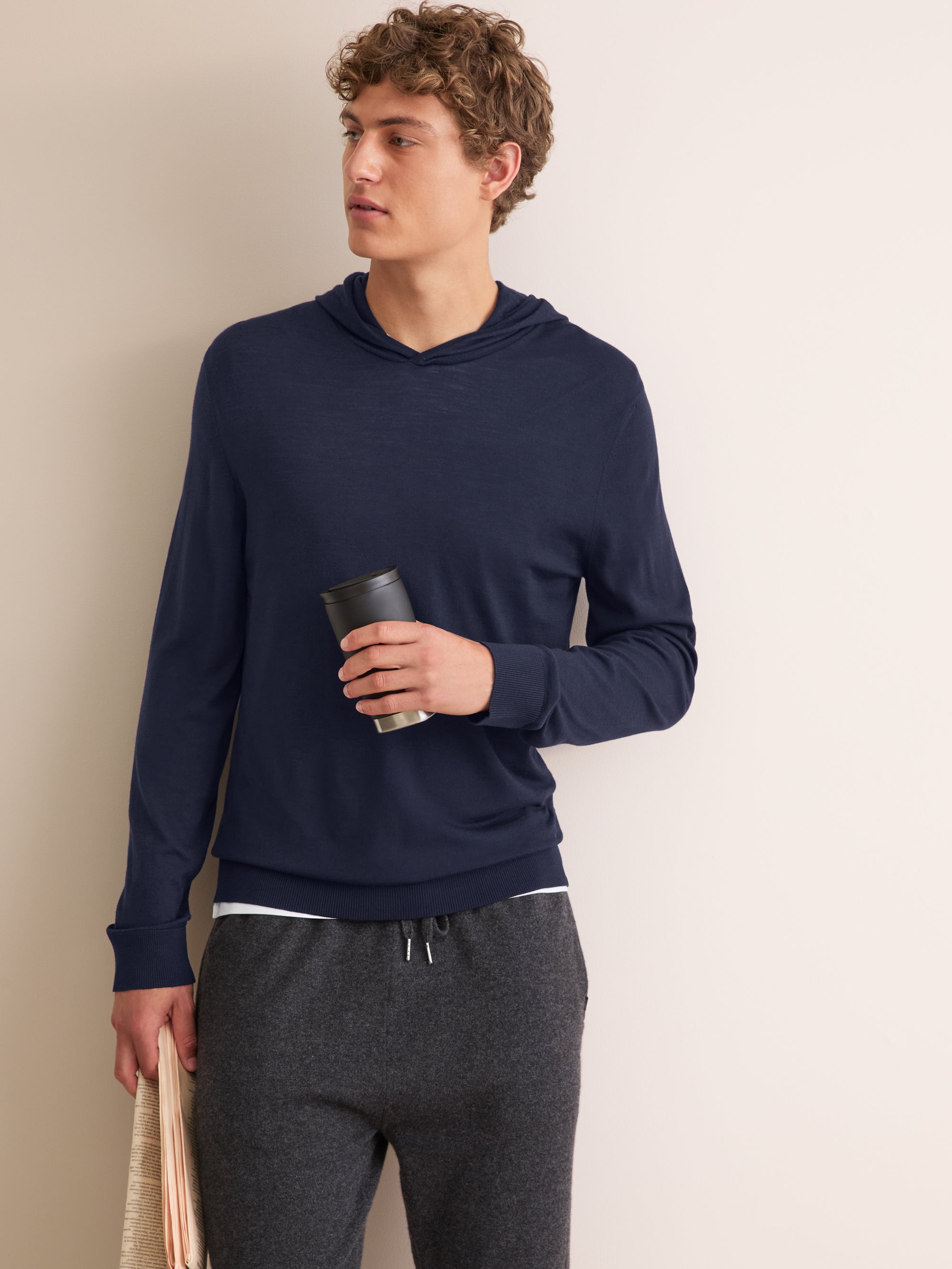 Men's Pullover Hoodie Orson Merino Wool Navy