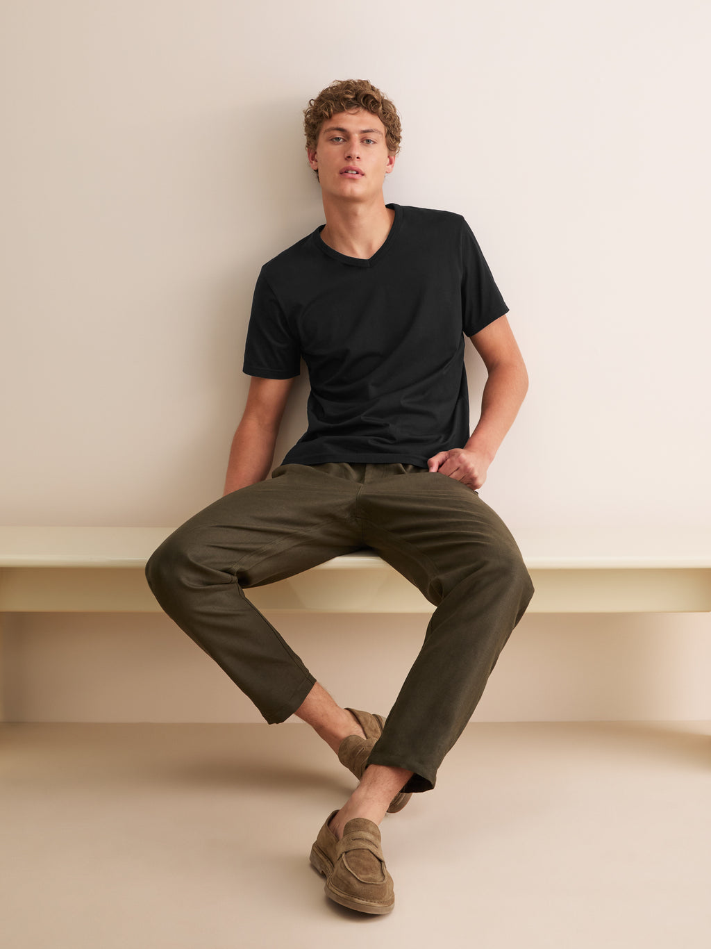 Barny Cotton V Neck T Shirt