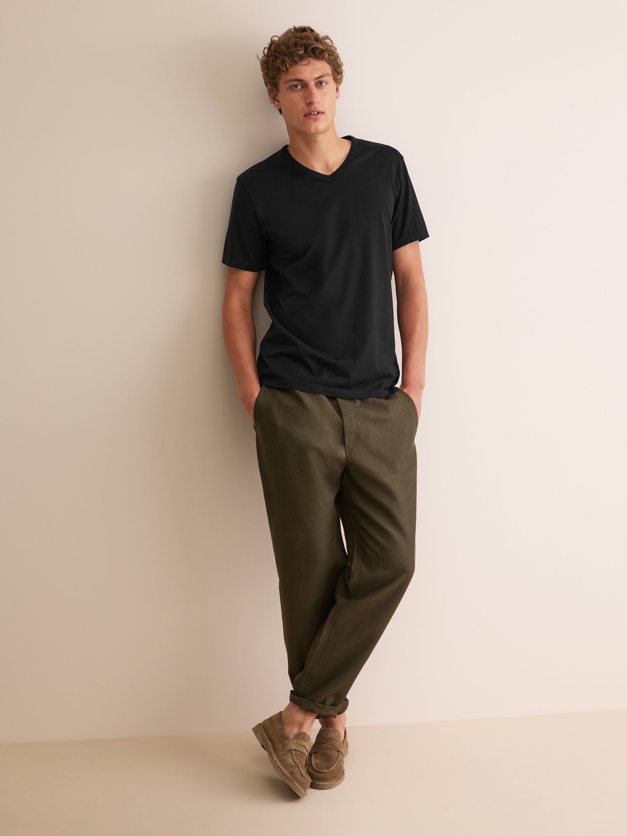 Men's V-Neck T-Shirt Barny Pima Cotton Black