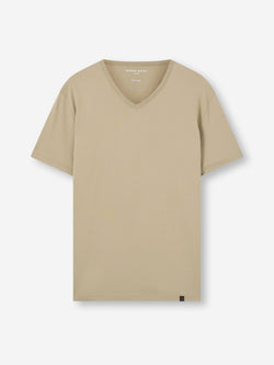 Men's V-Neck T-Shirt Barny Pima Cotton Taupe