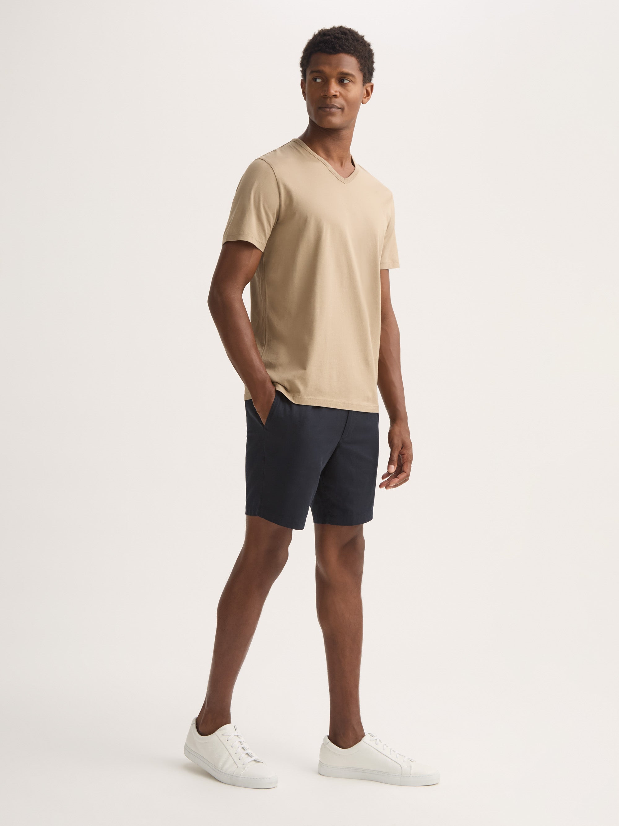 Men's V-Neck T-Shirt Barny Pima Cotton Taupe