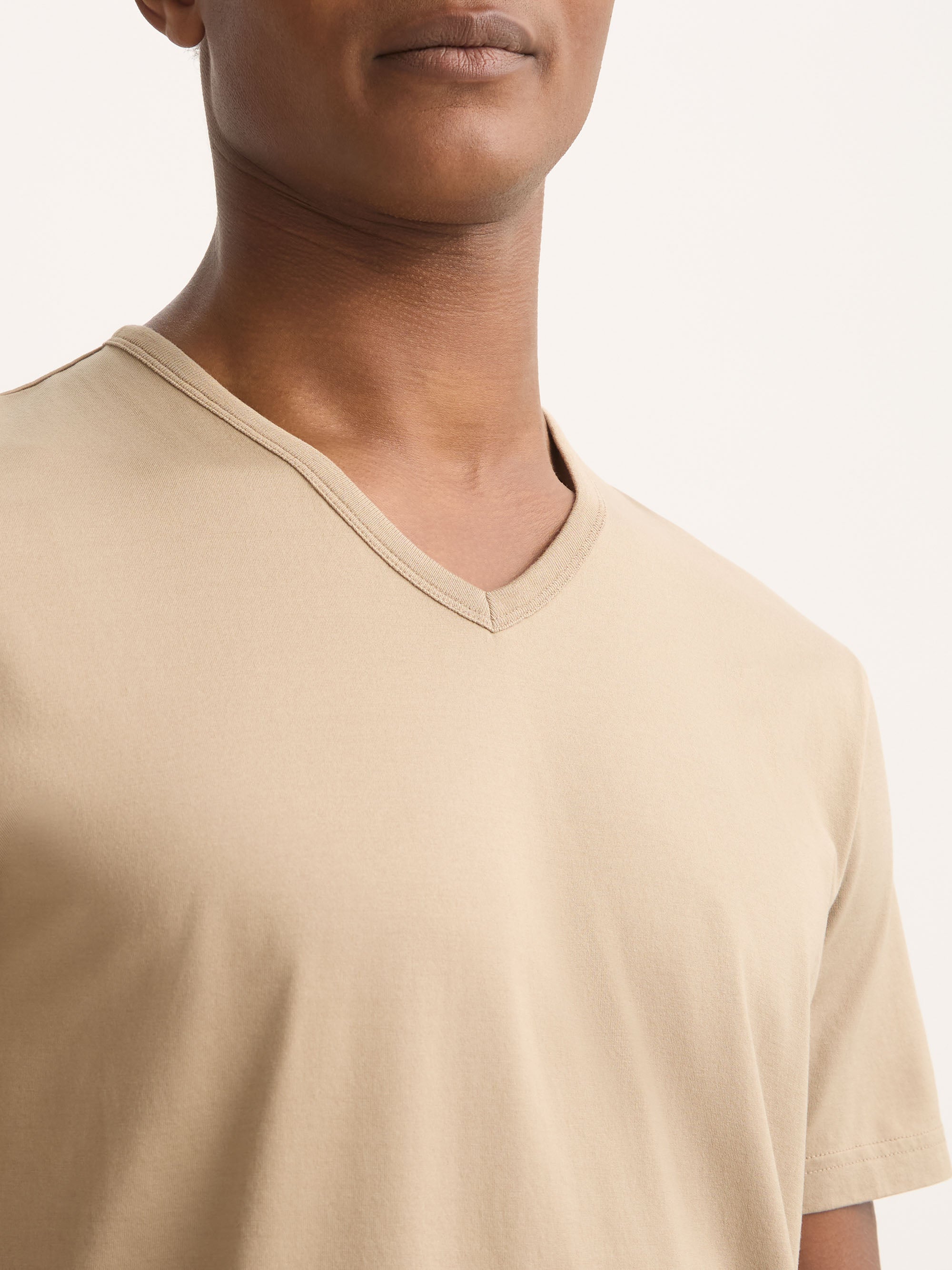 Men's V-Neck T-Shirt Barny Pima Cotton Taupe