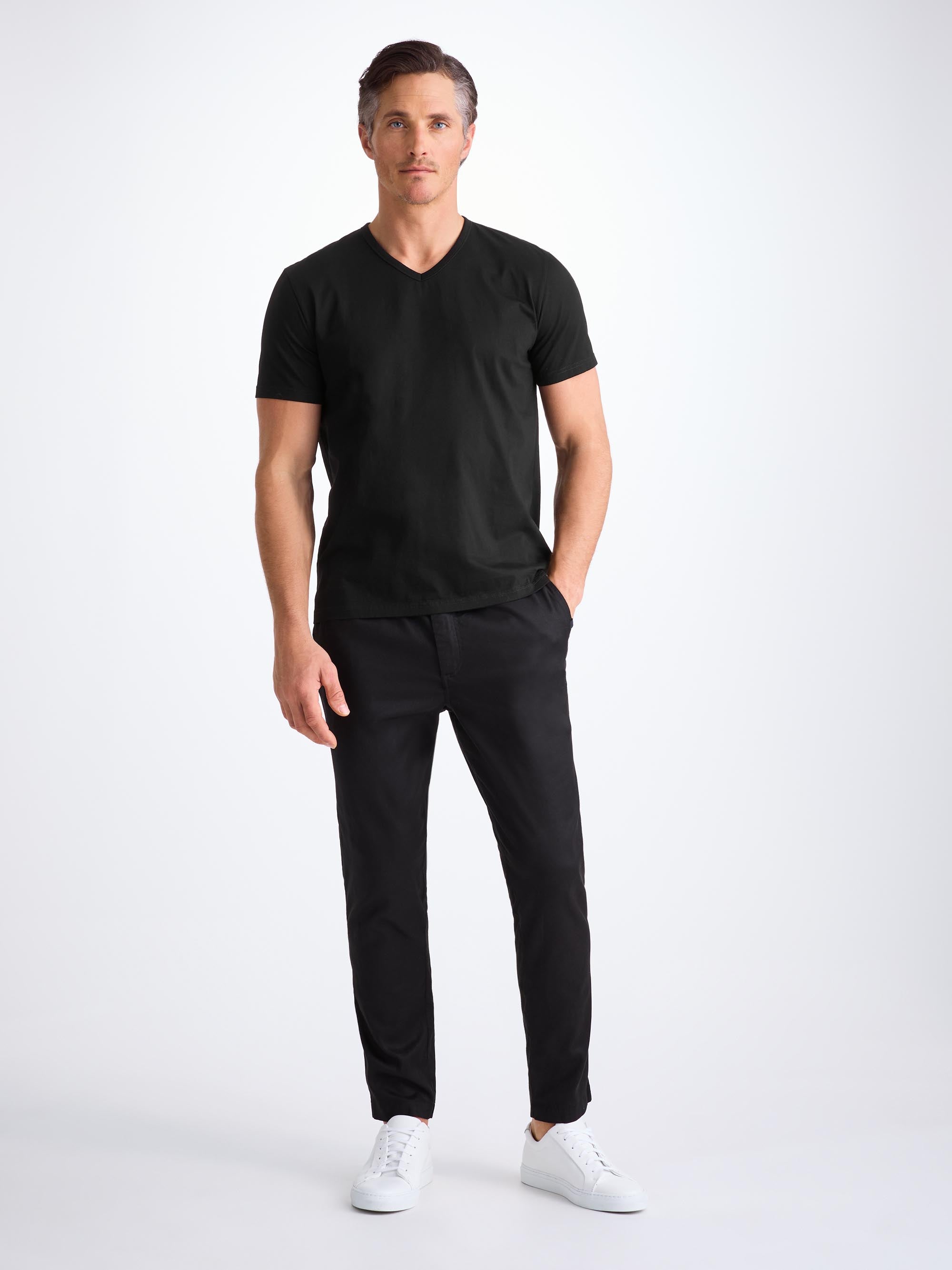 Men's V-Neck T-Shirt Barny Pima Cotton Black