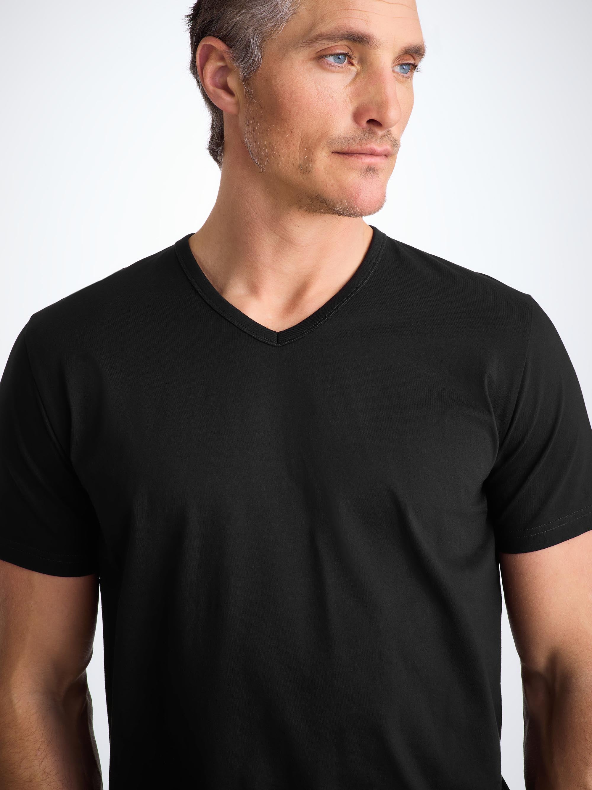 Men's V-Neck T-Shirt Barny Pima Cotton Black