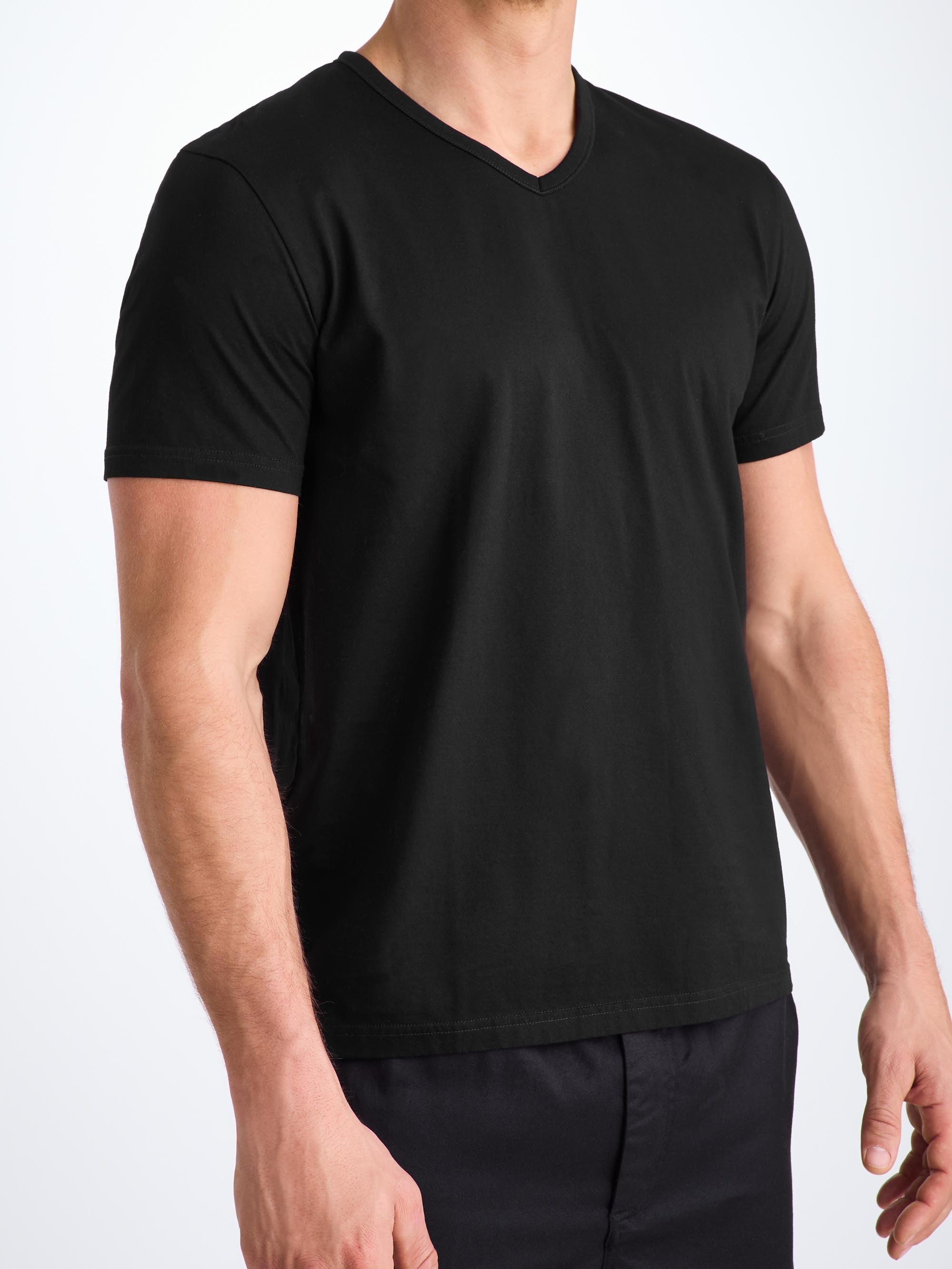 Men's V-Neck T-Shirt Barny Pima Cotton Black