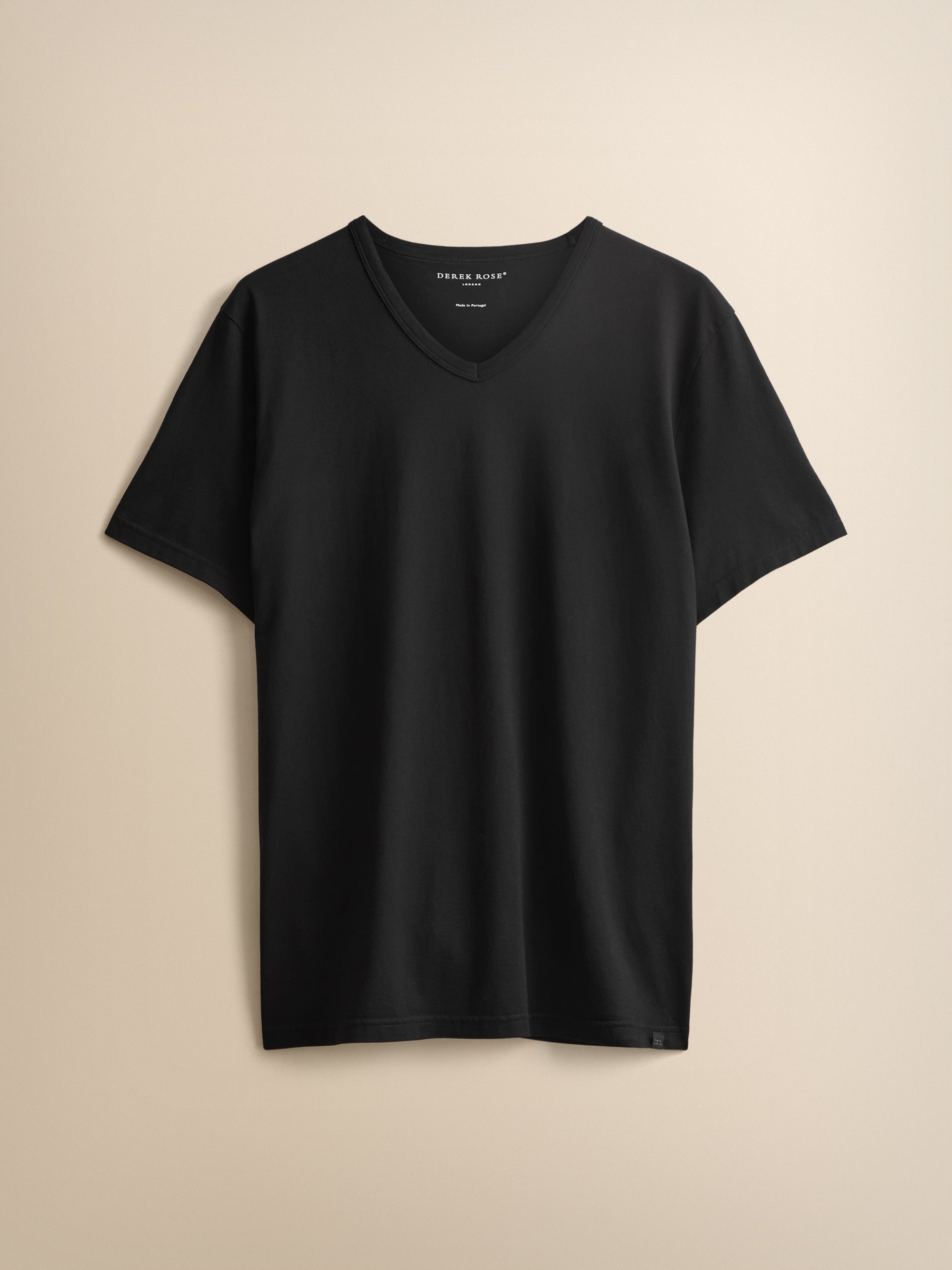 Barny Cotton V-Neck T-Shirt Black