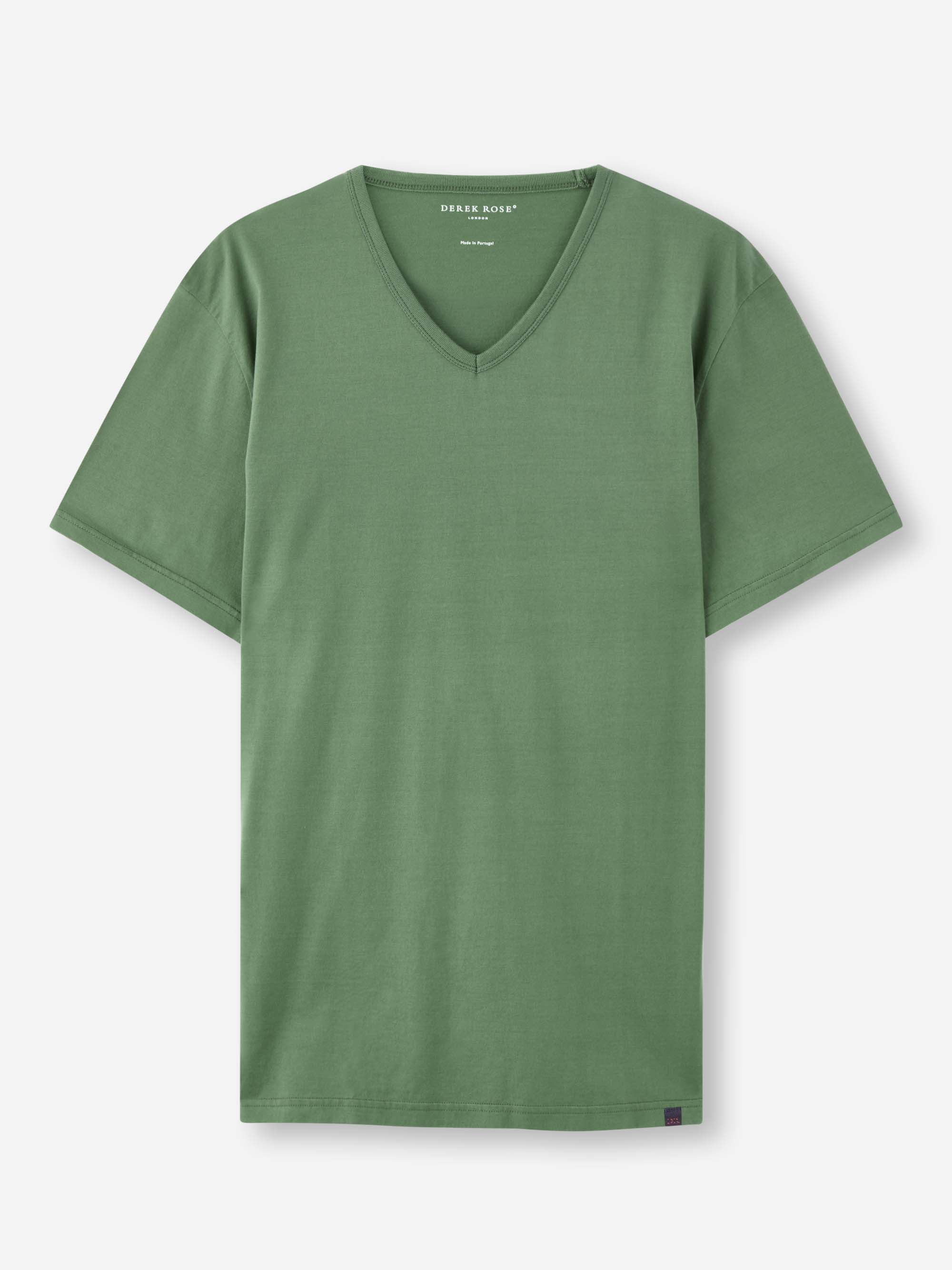 Men's V-Neck T-Shirt Barny Pima Cotton Soft Green