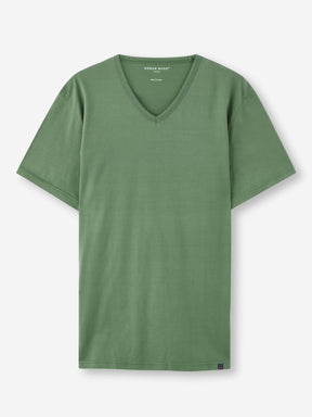 Men's V-Neck T-Shirt Barny Pima Cotton Soft Green