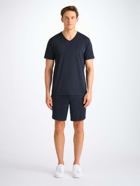 Men's V-Neck T-Shirt Barny Pima Cotton Navy
