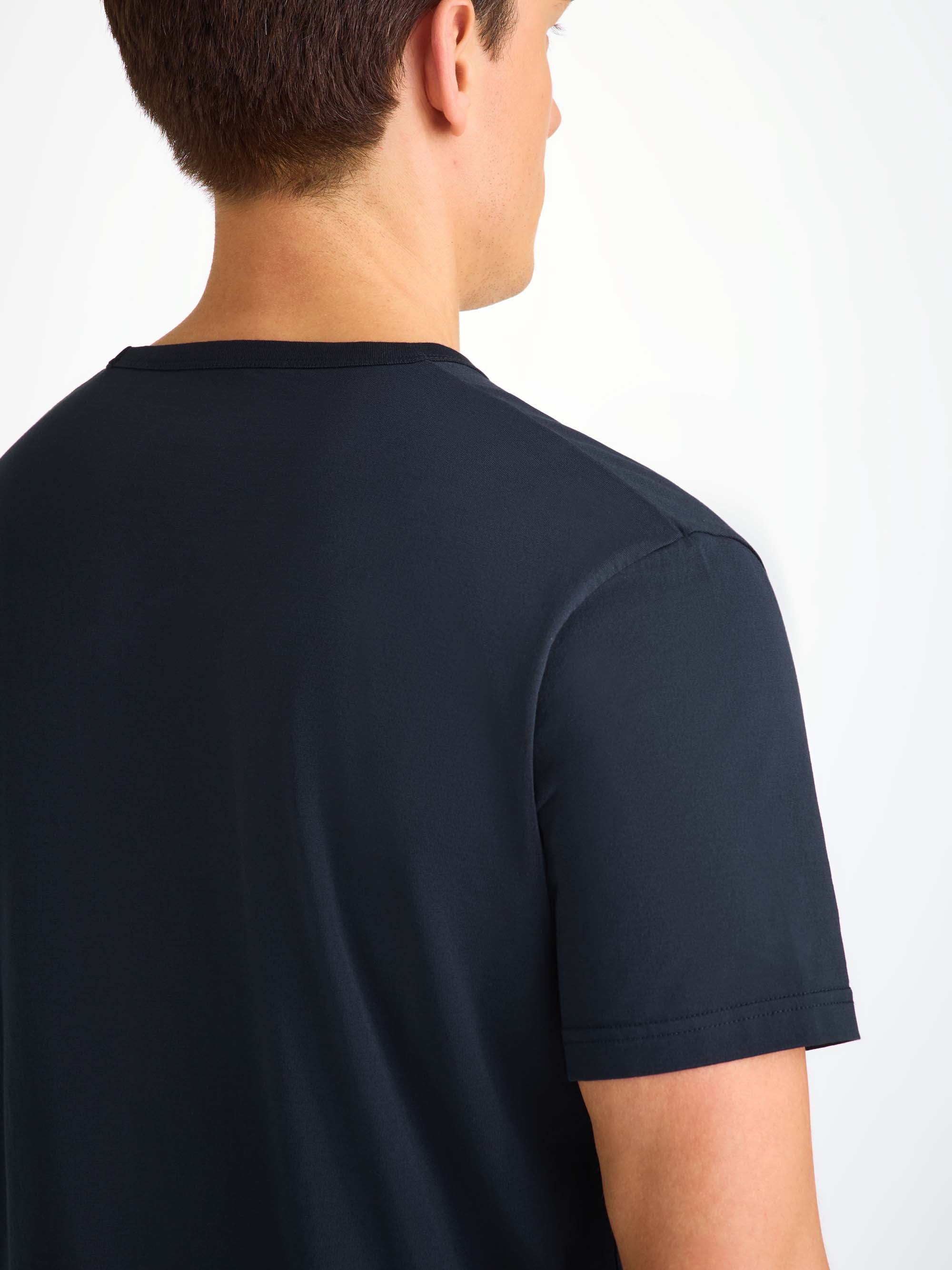 Men's V-Neck T-Shirt Barny Pima Cotton Navy