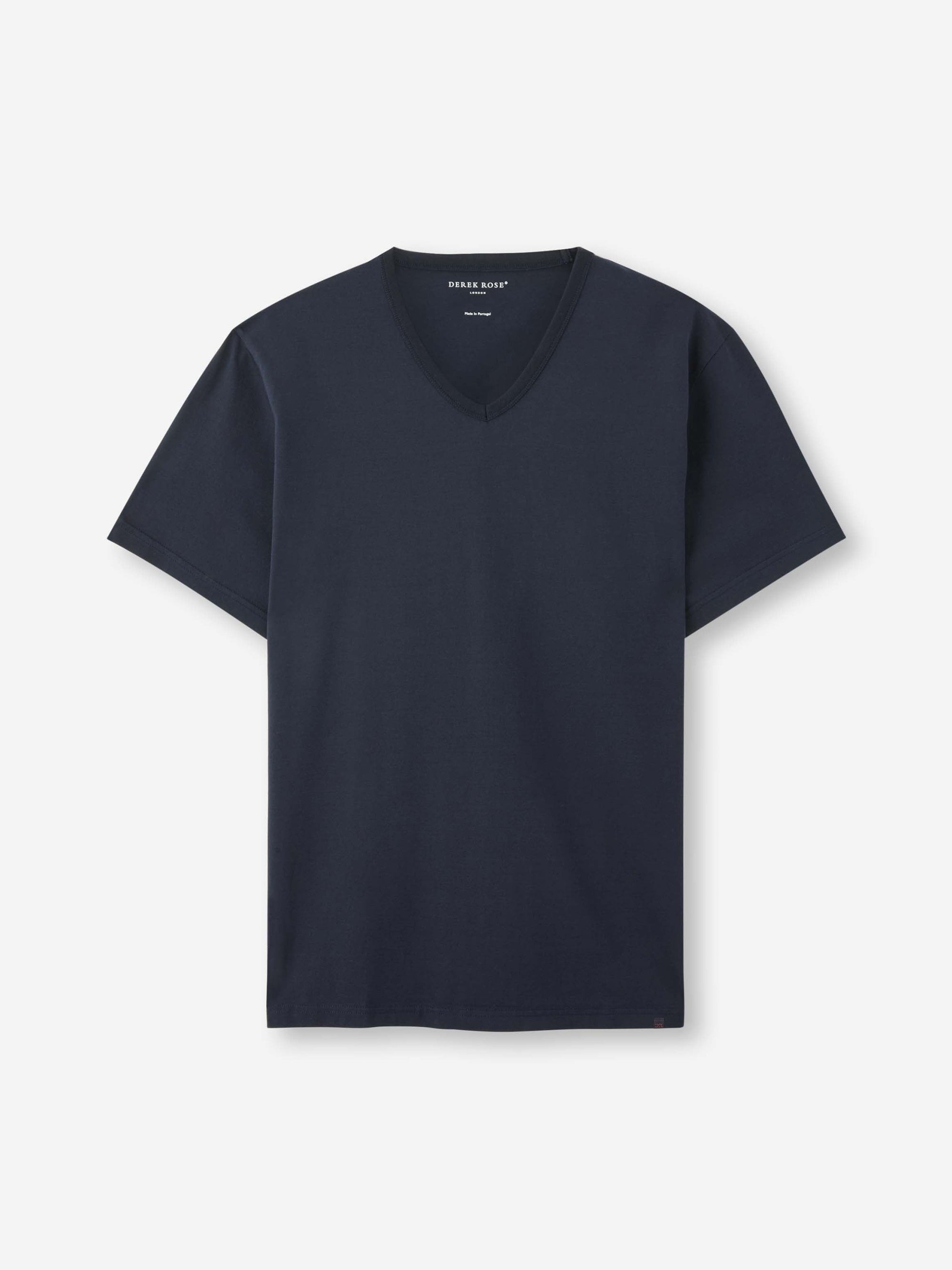 Men's V-Neck T-Shirt Barny Pima Cotton Navy