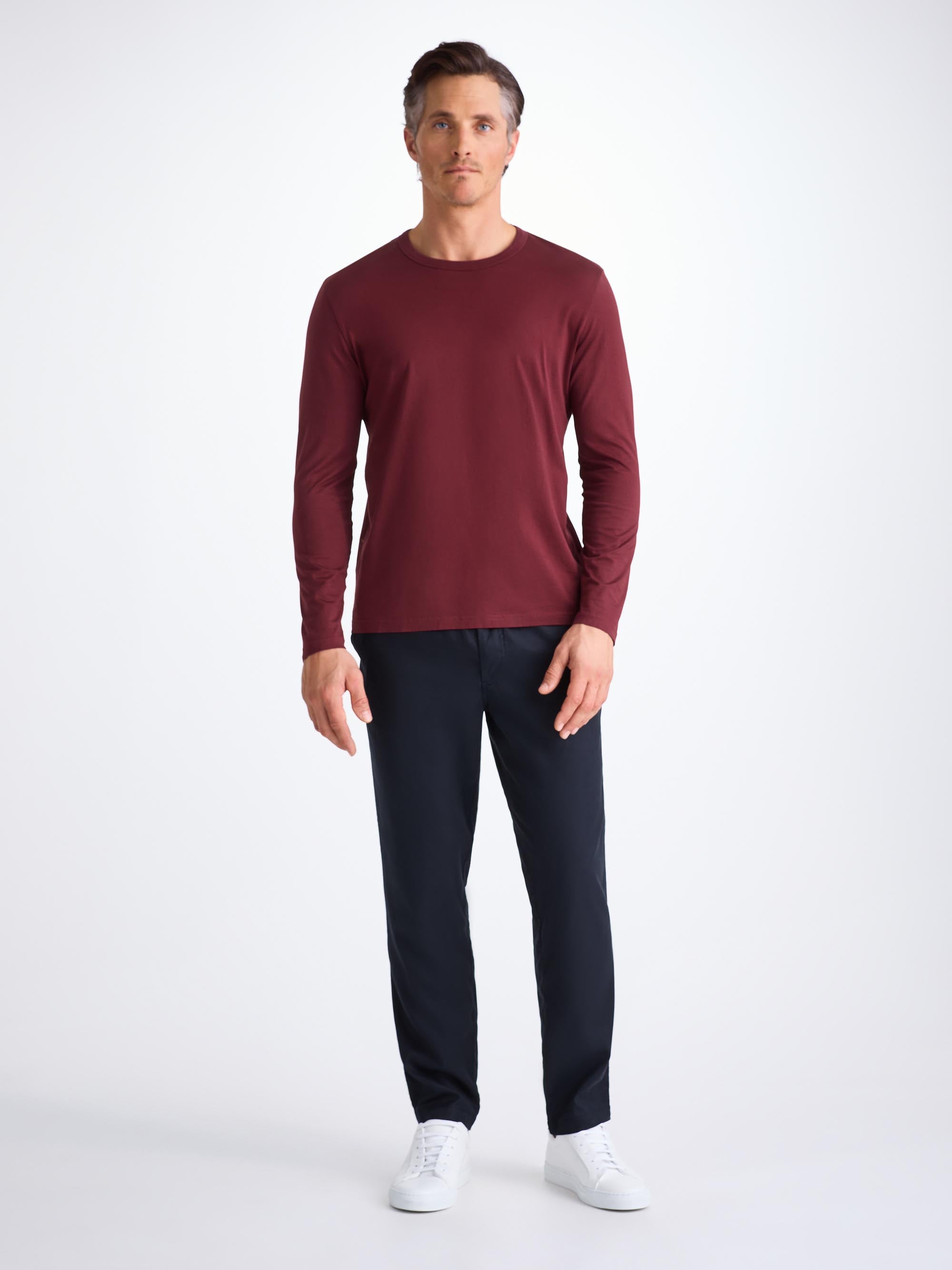 Men's Long Sleeve T-Shirt Barny Pima Cotton Burgundy
