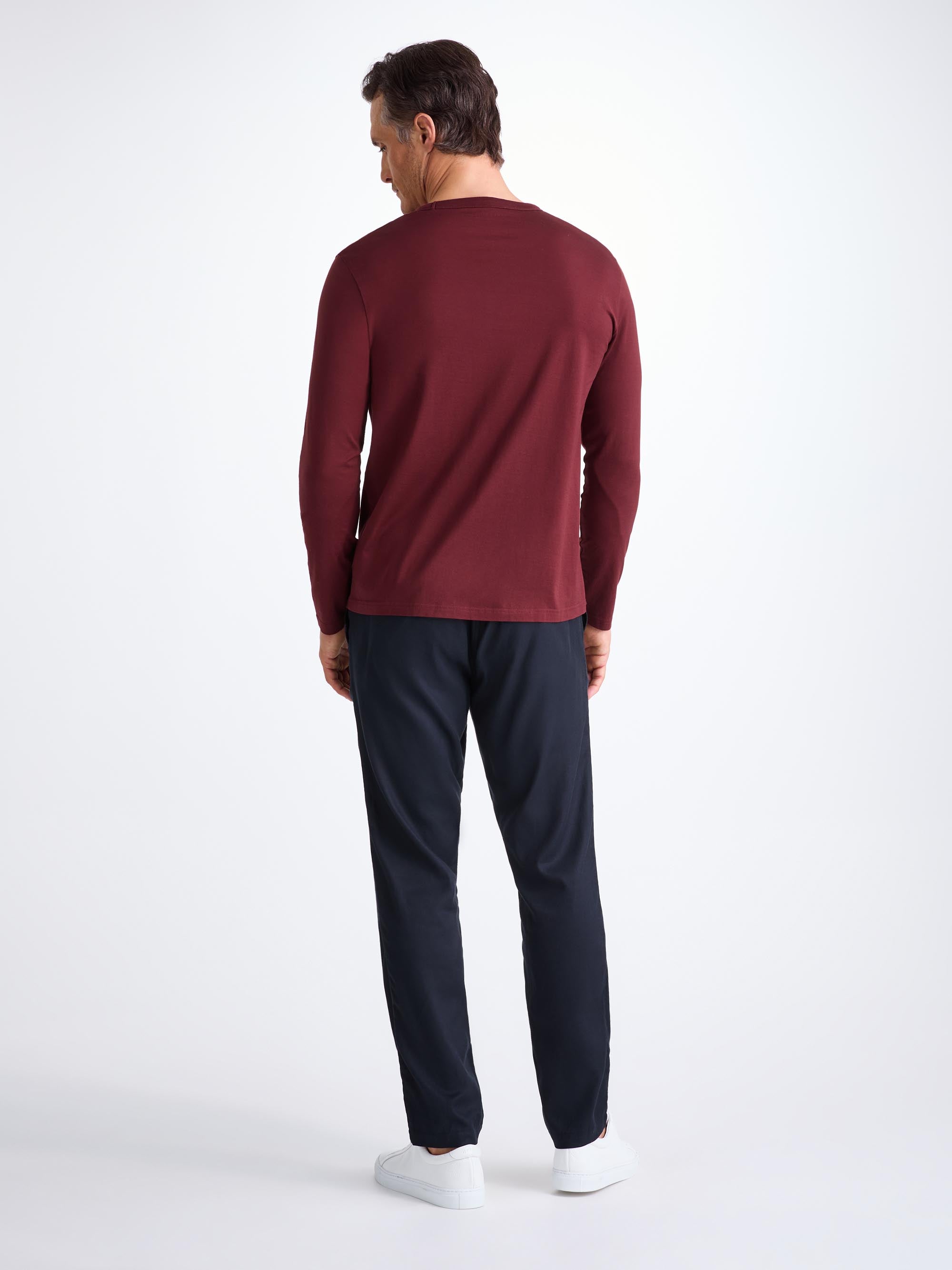 Men's Long Sleeve T-Shirt Barny Pima Cotton Burgundy