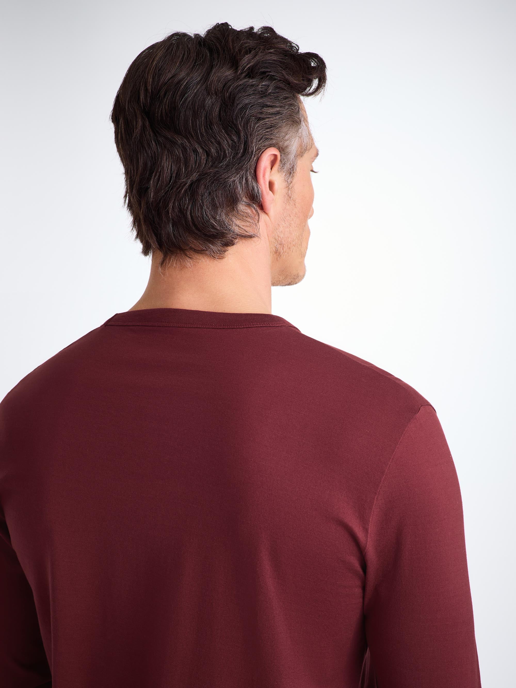 Men's Long Sleeve T-Shirt Barny Pima Cotton Burgundy