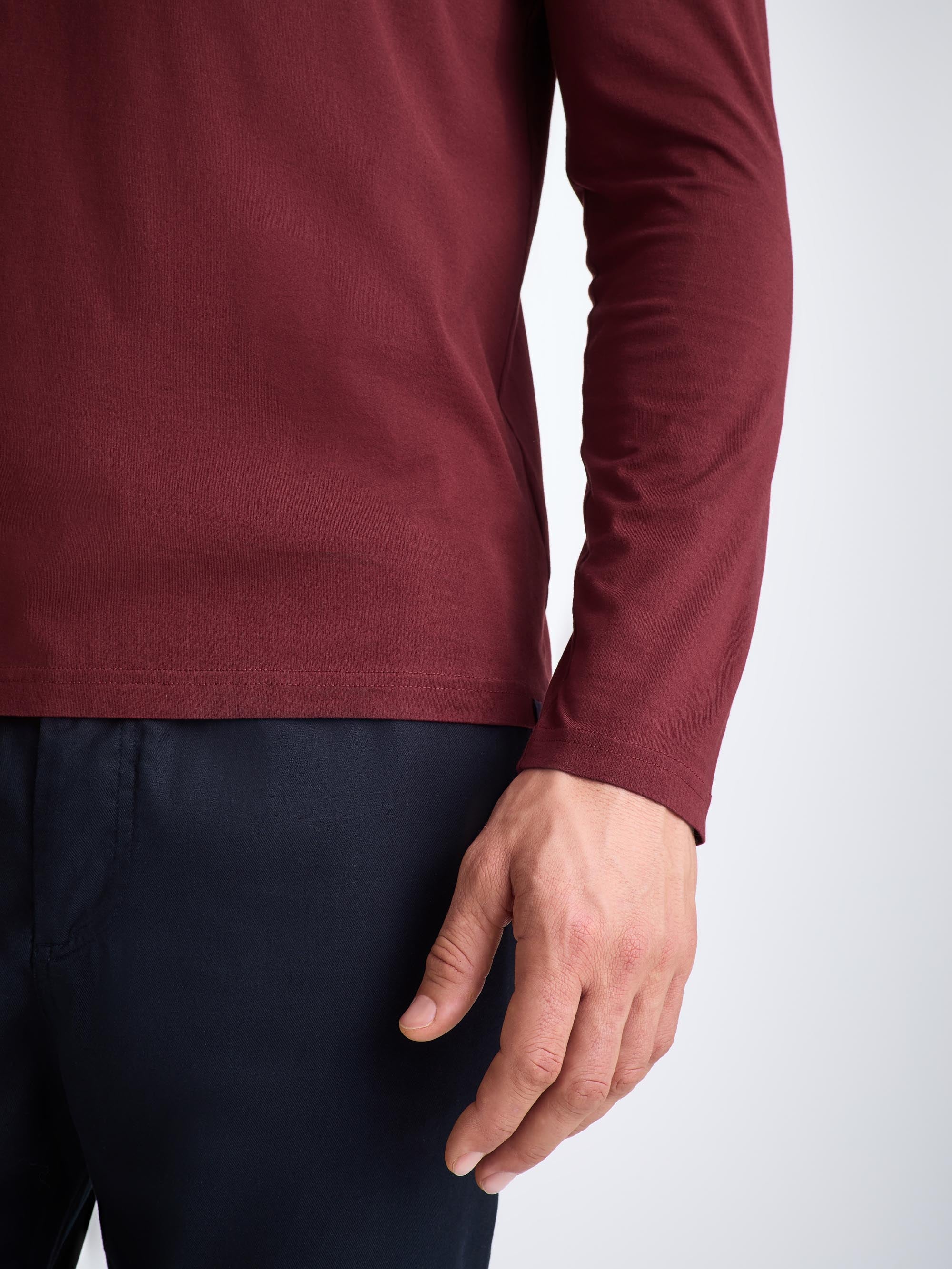 Men's Long Sleeve T-Shirt Barny Pima Cotton Burgundy
