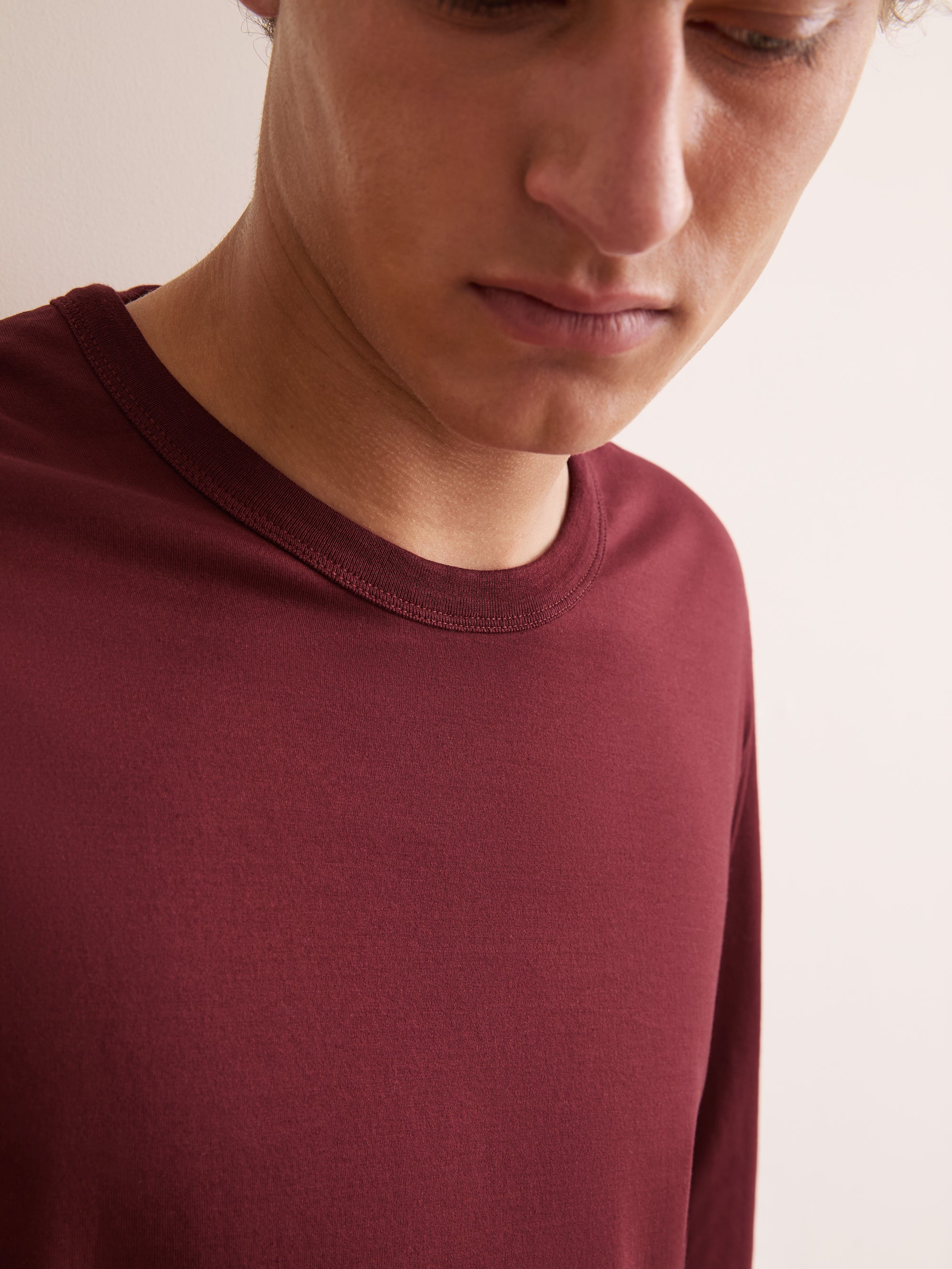 Men's Long Sleeve T-Shirt Barny Pima Cotton Burgundy